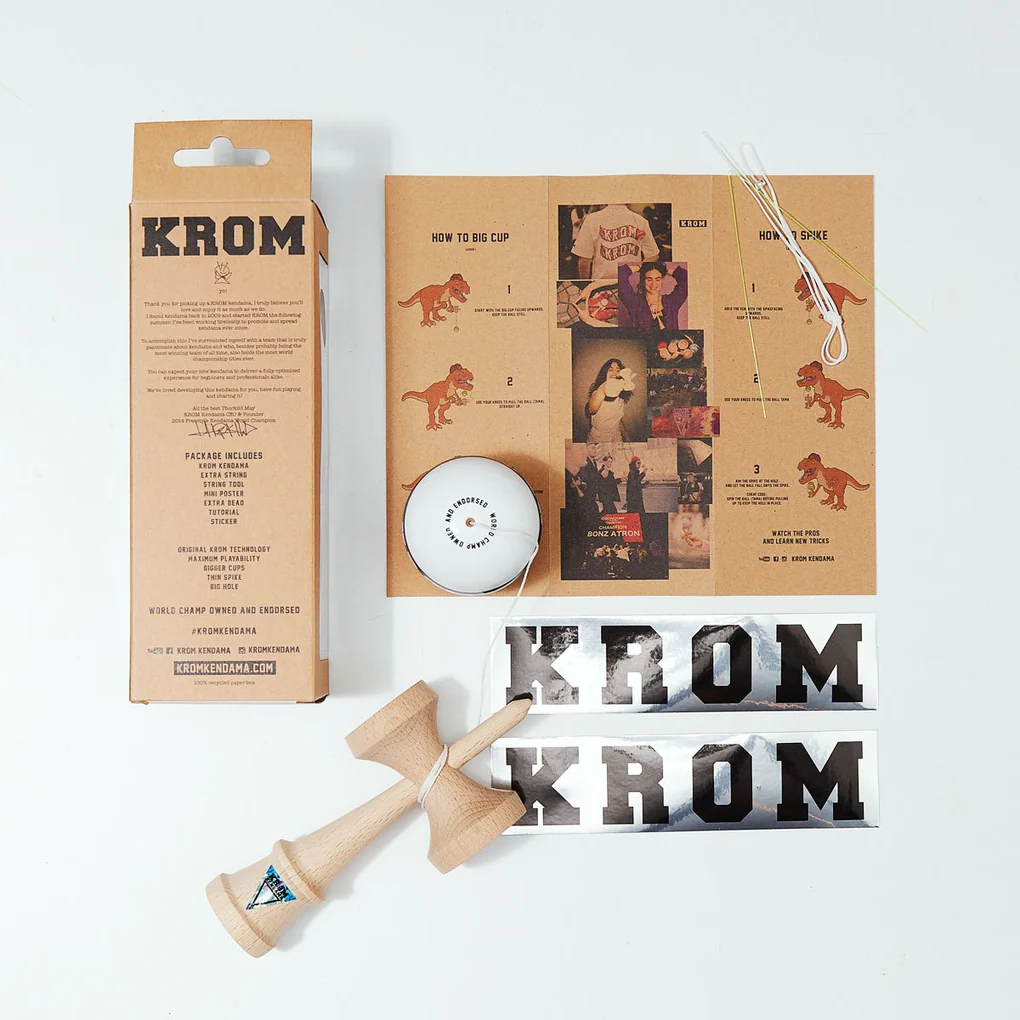 Krom Strogo Kendama - Premium Wooden Skill Toy for Beginners & Pros - Perfect for Juggling, Tricks, and Stress Relief