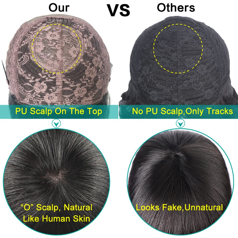 Brazilian Human Hair Wigs for Black Women - 22 Inch Kinky Yaki Wavy Bang Wig with 180% Density & O Scalp Top | Perfect for Protective Styling, Everyday Wear & Special Occasions