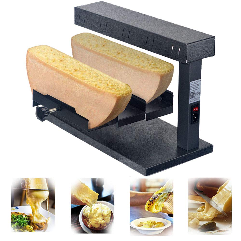 Electric Raclette Grill Machine 650W - Commercial Multi-Function Cheese Melter for Swiss Dishes, Nacho Cheese Dispenser with Adjustable Half Cheese Wheel Maker - Perfect for Parties, Fondue Nights & Restaurant Use