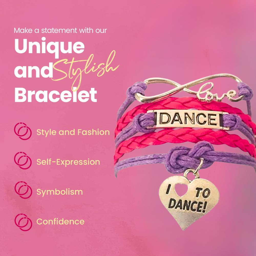 Sportybella Dance Bracelet with Love Charm - Perfect Gift for Dancers & Dance Enthusiasts | Ideal for Dance Performances, Recitals & Dance Class Accessories