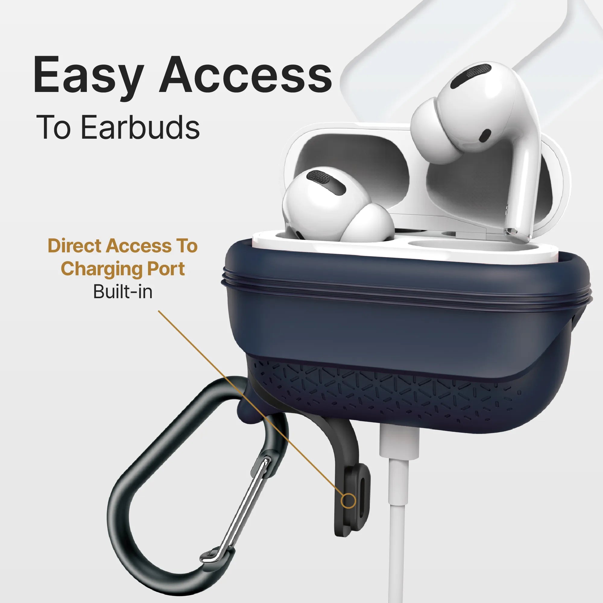 Apple AirPods Pro (2nd Generation & 1st Gen) Waterproof Protective Case with Carabiner Clip - Perfect for Running, Hiking & Outdoor Activities