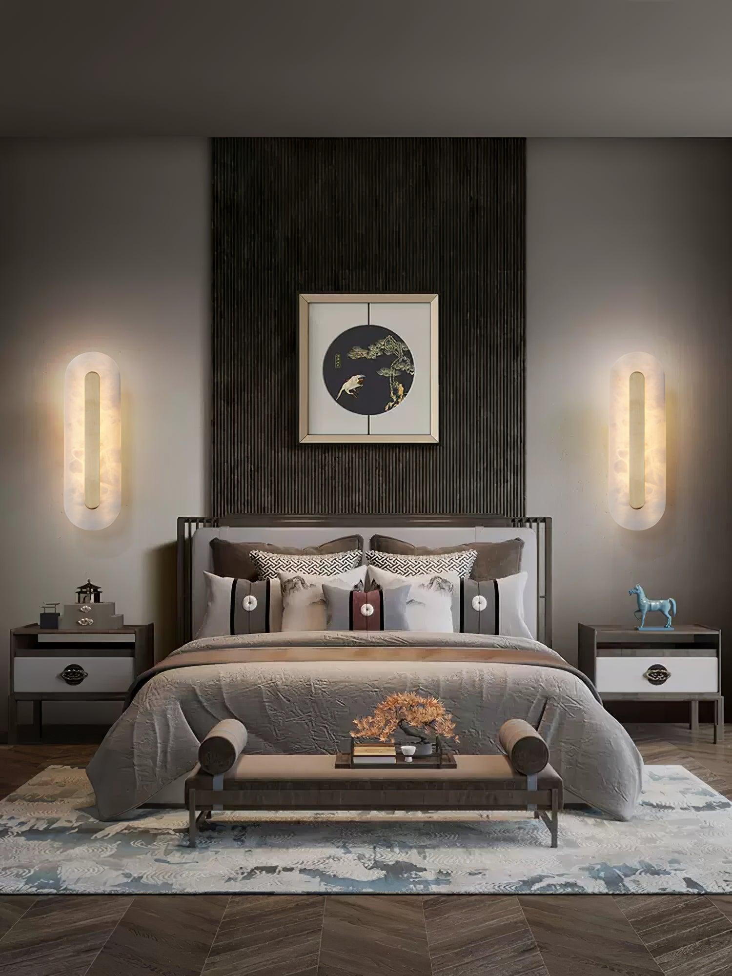 Modern Alabaster Rounded Wall Light Fixture - Elegant Indoor Sconce for Living Room, Bedroom & Hallway Lighting