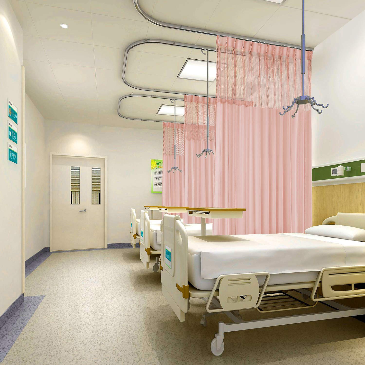TWOPAGES 15ft Wide x 7ft Tall Pinch Pleated Flame Retardant Room Divider Curtain - Privacy Partition for Hospitals, Offices & Events (1 Panel, Pink) - Perfect for Creating Private Spaces in Medical Facilities, Conference Rooms & Trade Shows