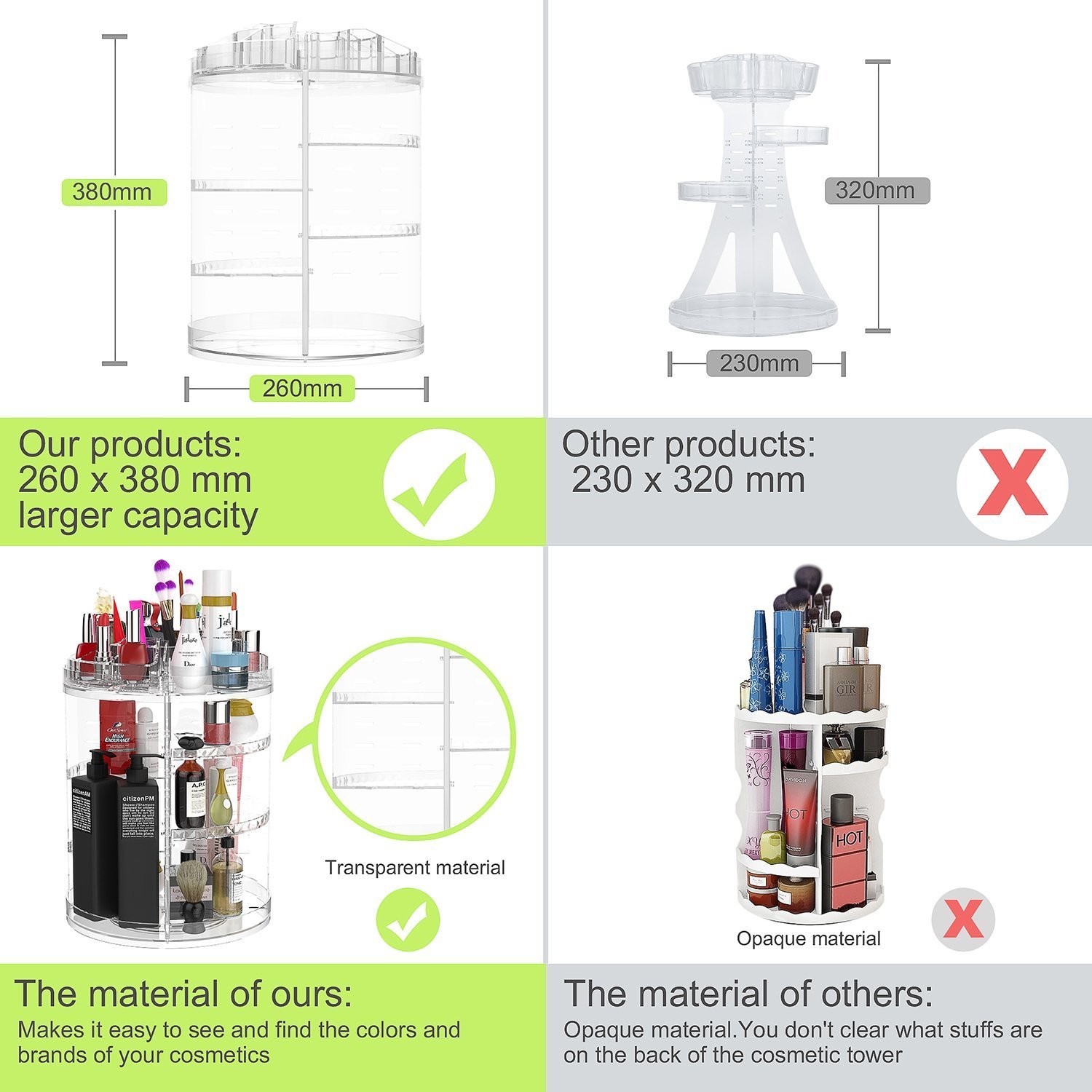 8-Layer Rotating Makeup Organizer - Large Capacity Cosmetic Carousel for Vanity & Skin Care
