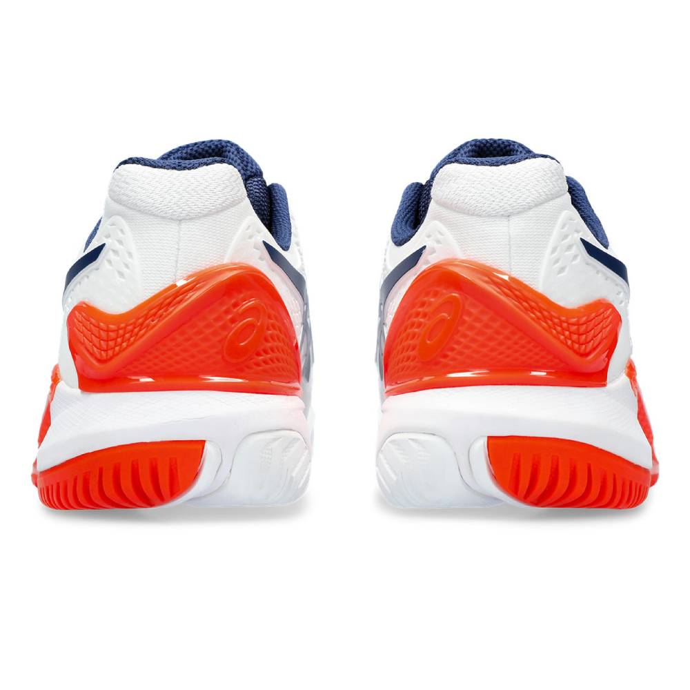 ASICS Gel Resolution 9 Men's Tennis Shoes - White/Blue/Orange - High-Performance Court Shoes for Competitive Play & Training - Perfect for Hard Court Tennis Matches & Gym Workouts