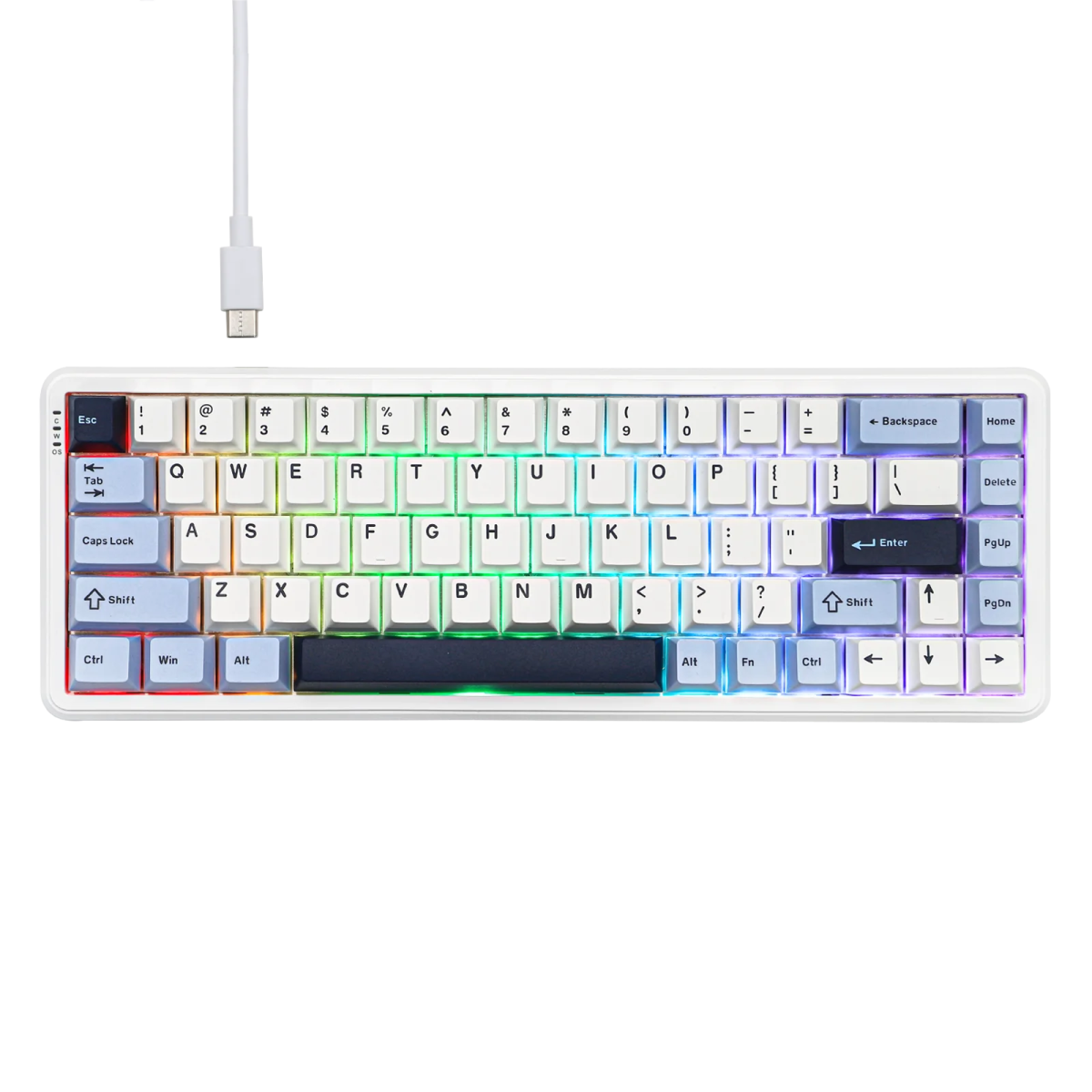Ajazz AK680 Max Blue White Mechanical Keyboard - RGB Backlit, Wired Gaming Keyboard with Magnetic Switches - Perfect for Gaming, Typing & Office Work