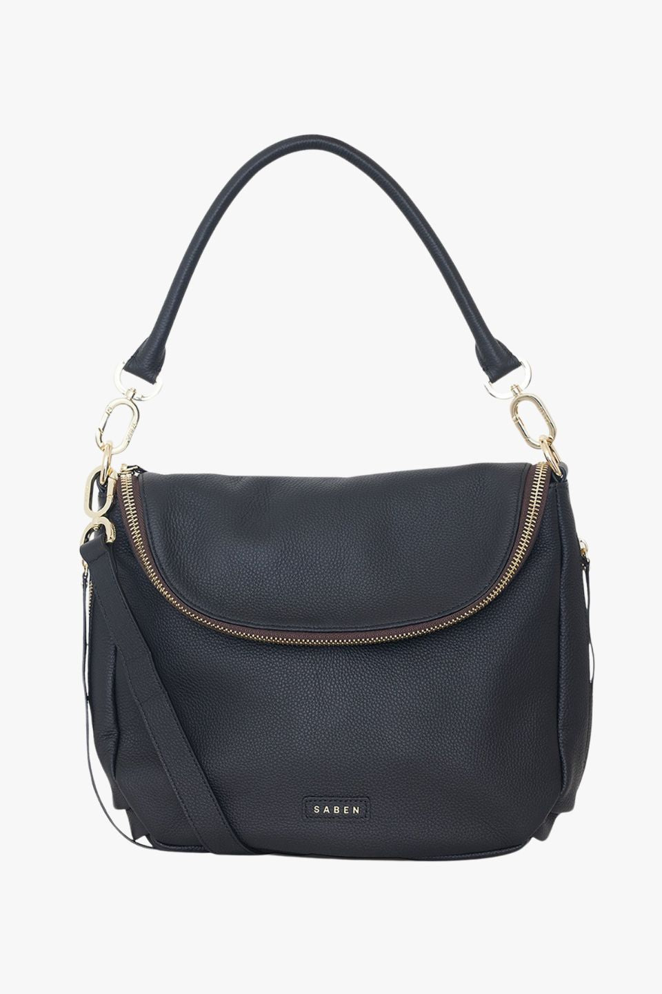 Frankie Fold Over Black Shoulder Bag for Women - Stylish Crossbody Purse with Adjustable Strap - Perfect for Work, Travel & Everyday Use