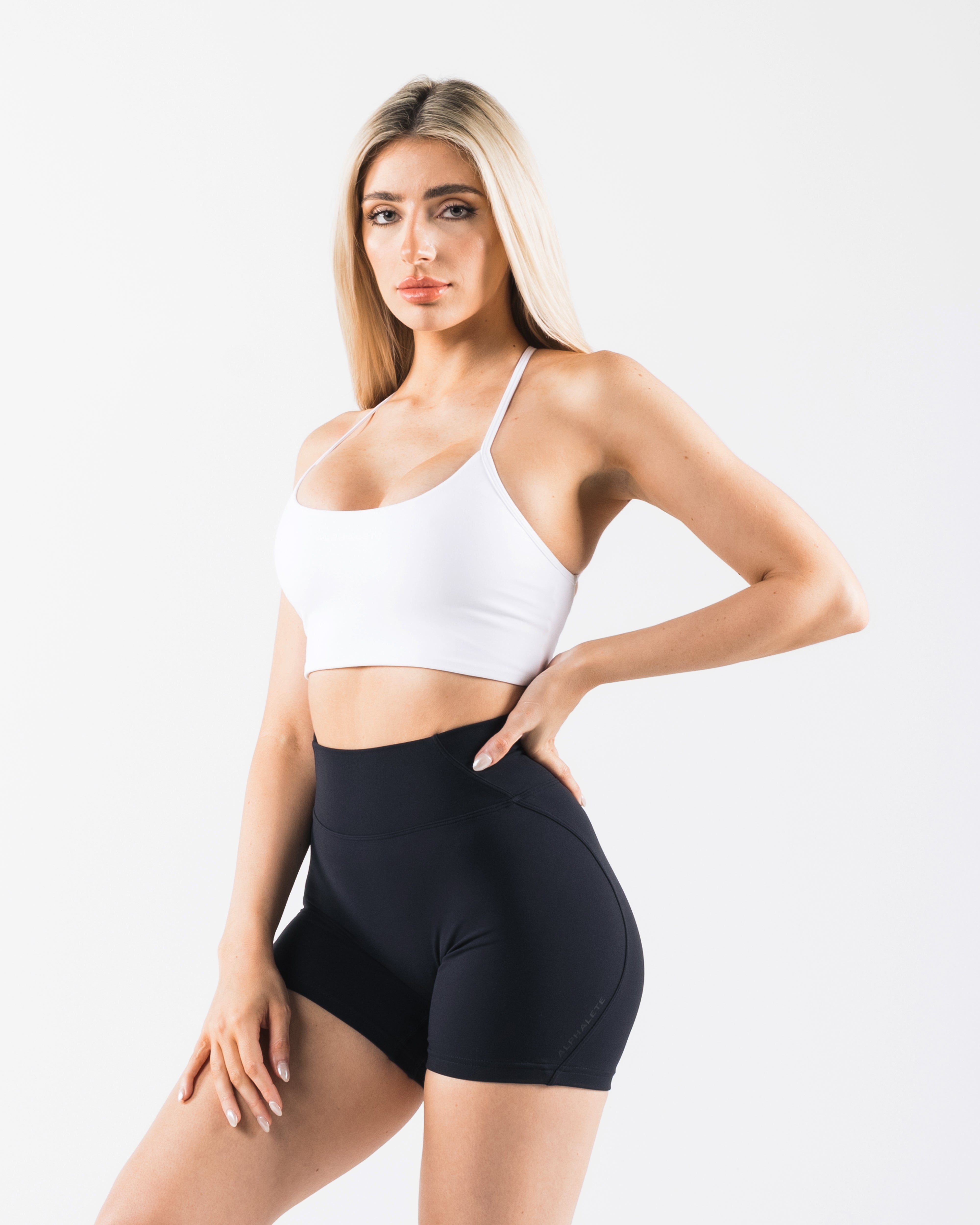 Aura Strappy Longline Bra for Women - Comfortable & Sexy White Lace Bralette - Perfect for Yoga, Workouts & Everyday Wear