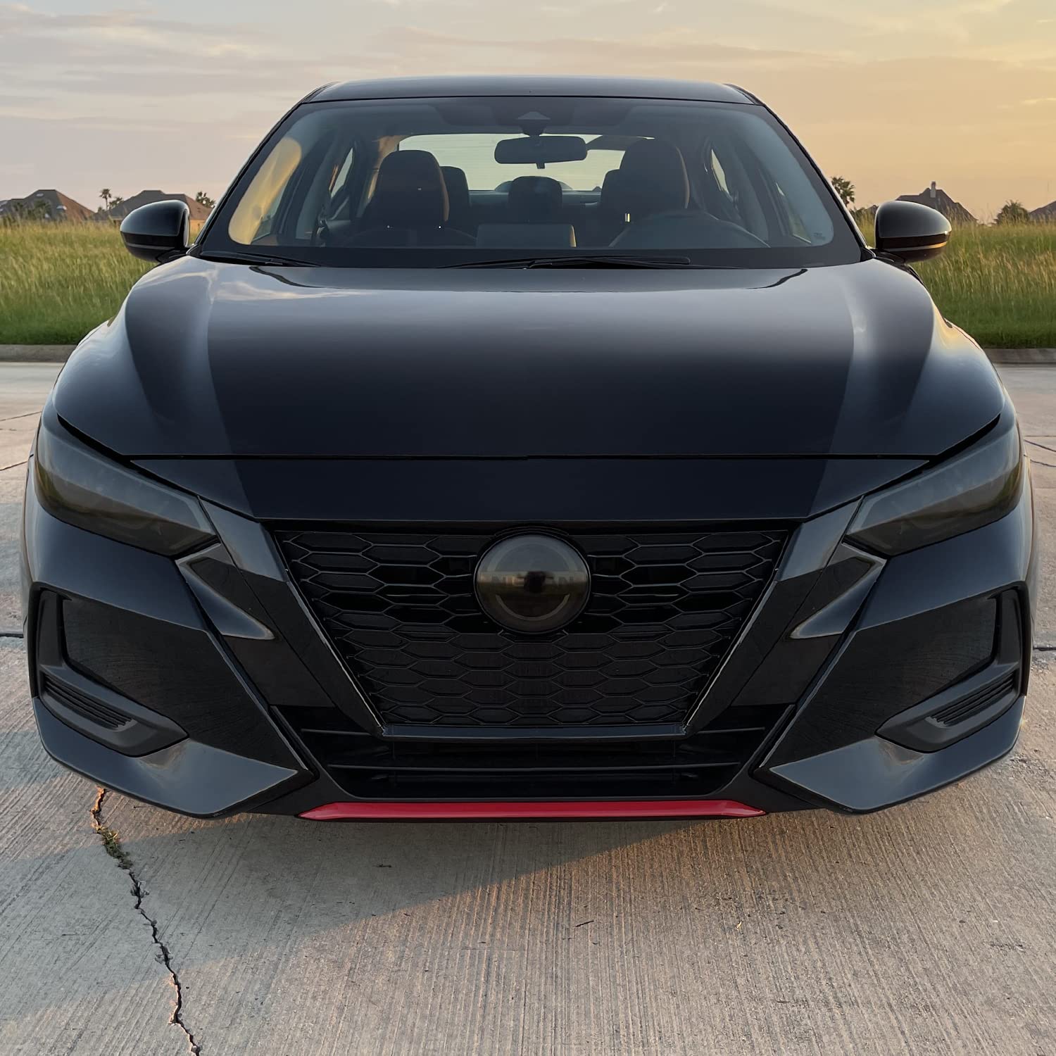 2020-2022 Nissan Sentra Front Bumper Red Vinyl Overlay - Glossy 3-Piece Lower Lip Kit | Custom Car Styling & Protection for Daily Driving & Car Shows
