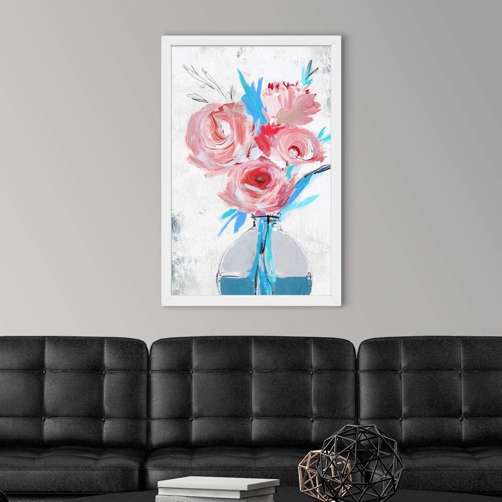 Blue Vase II White Framed Art Print - Premium Wall Art Decor for Living Room, Bedroom & Office - Modern Home Decor Painting