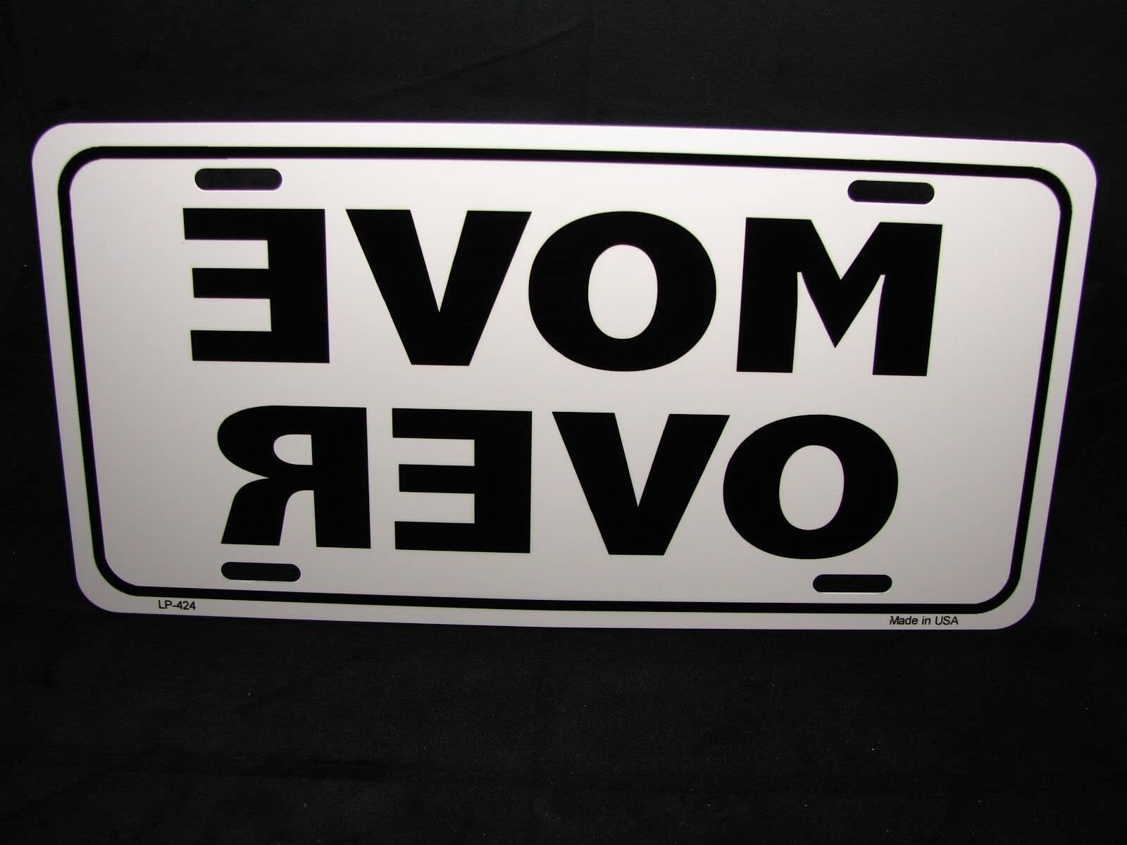 Move Over White Metal Car License Plate Autotag - Durable Auto License Plate for Vehicles, Men's Den, Room, Garage & Workshop Decor - Perfect for Car Enthusiasts & Home Decoration