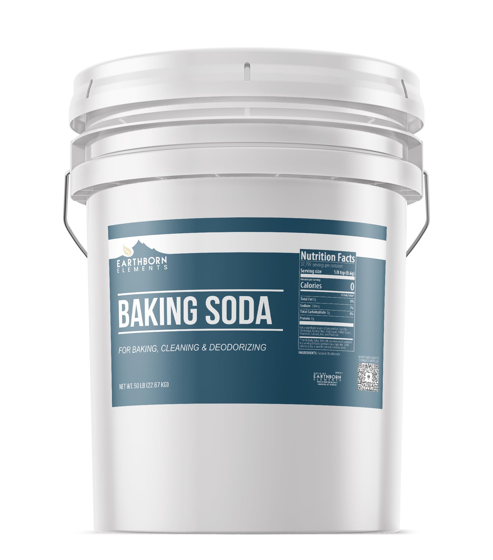 Earthborn Elements Baking Soda - 5 Gallon Bulk Bucket for Cooking, Baking, Cleaning & Deodorizing | Food Grade, Multi-Purpose Household & Kitchen Essential | Perfect for Baking Recipes, Fridge Odor Removal & Natural Cleaning Solutions