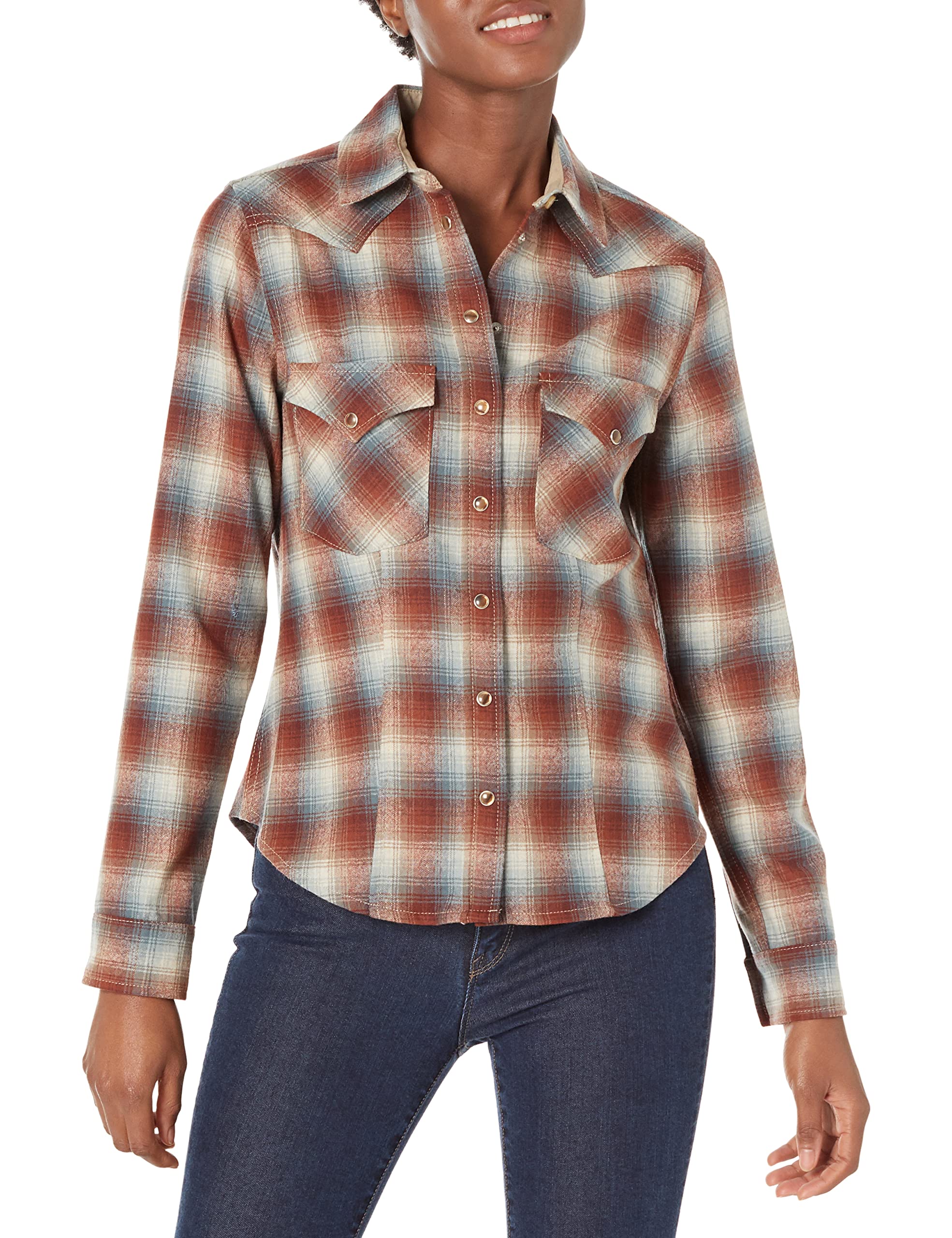 Pendleton Women's Wool Canyon Shirt - Classic Flannel Plaid Long Sleeve Button Up for Outdoor Adventures, Hiking & Casual Wear