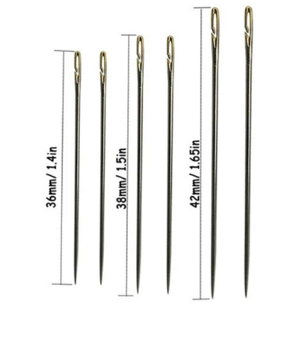 24Pcs Stainless Steel Self-Threading Sewing Needles for Darning & Repair - Sharp Needle Set for Clothes, Socks, Fabrics - Perfect for Home Mending & Craft Projects