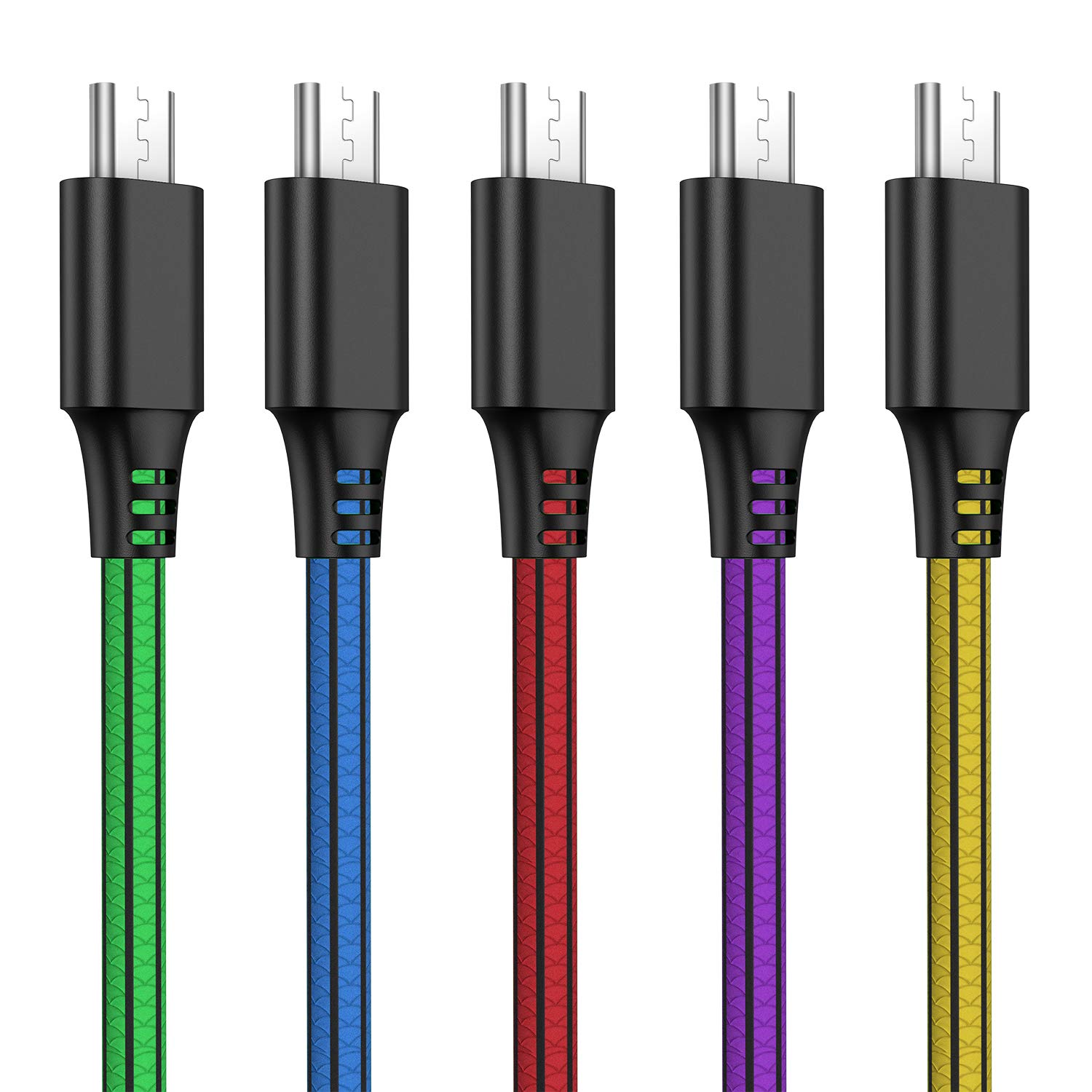 5 Pack 2M Micro USB Cables - Fast Charging & Data Sync for Android, Samsung Galaxy S6/S7, Nexus, HTC, LG, Kindle & Power Banks | Durable Charger Cord for Home, Office & Travel Use