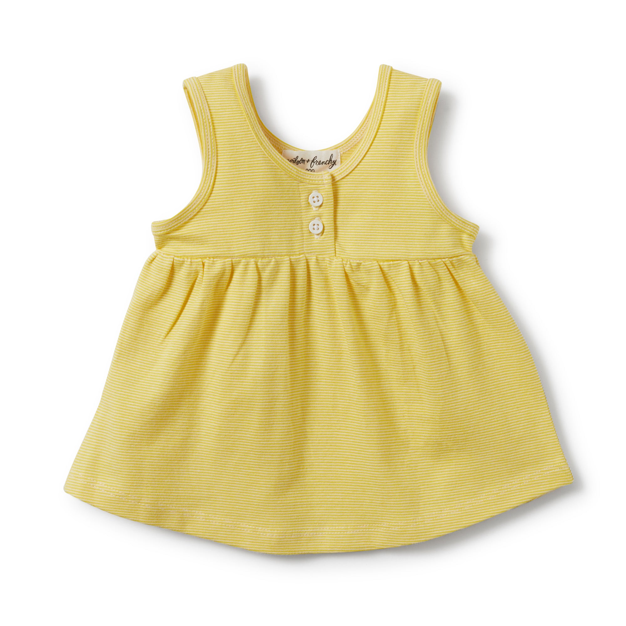 Buttercup Stripe Buttoned Tank Top for Women - Casual Summer T-Shirt with Button Details | Perfect for Beach Outings, Weekend Wear & Layering