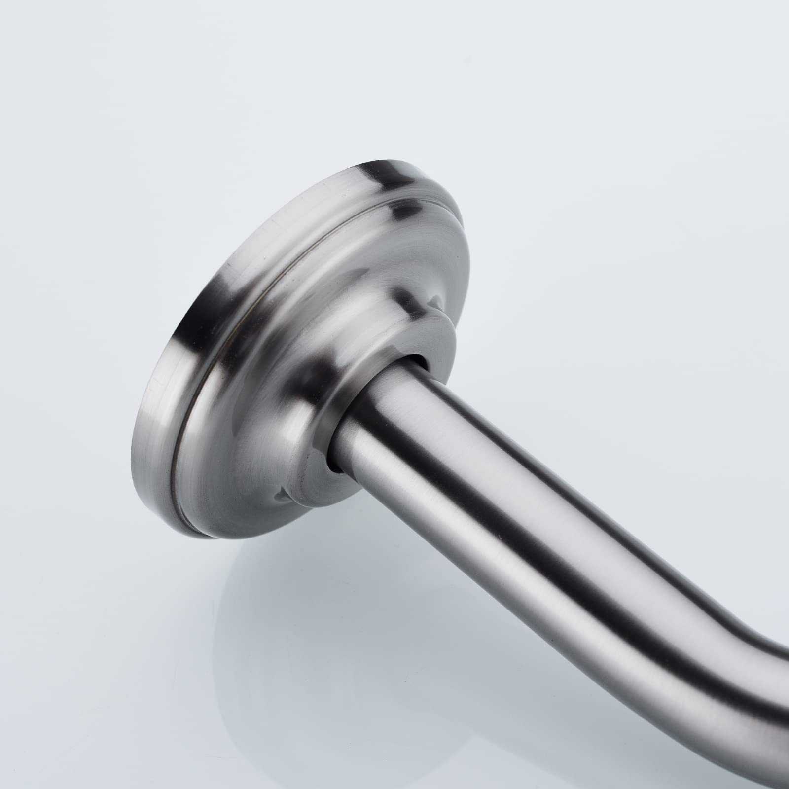 6 Inch Brushed Nickel Shower Arm - Angled Shower Head Extension Pipe with Flange, Stainless Steel Curved Shower Neck for Wall Mounted Rain Shower - Perfect for Bathroom Renovation & Spa-Like Shower Experience