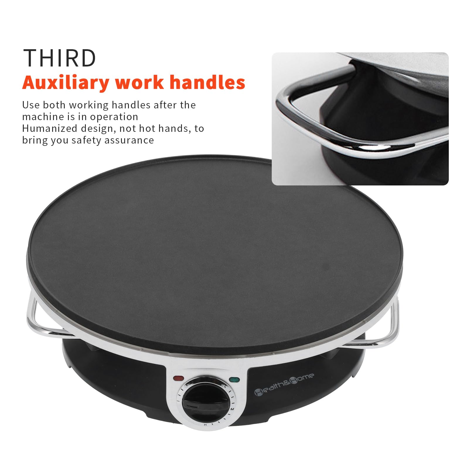 13 Inch Electric Crepe Maker - 1000W Stainless Steel Pancake Machine with 3-Temperature Control & Fast Heating - Perfect for Making Crepes, Pancakes, Blintzes, and Egg Rolls - Ideal for Home Breakfast, Brunch, and Party Cooking