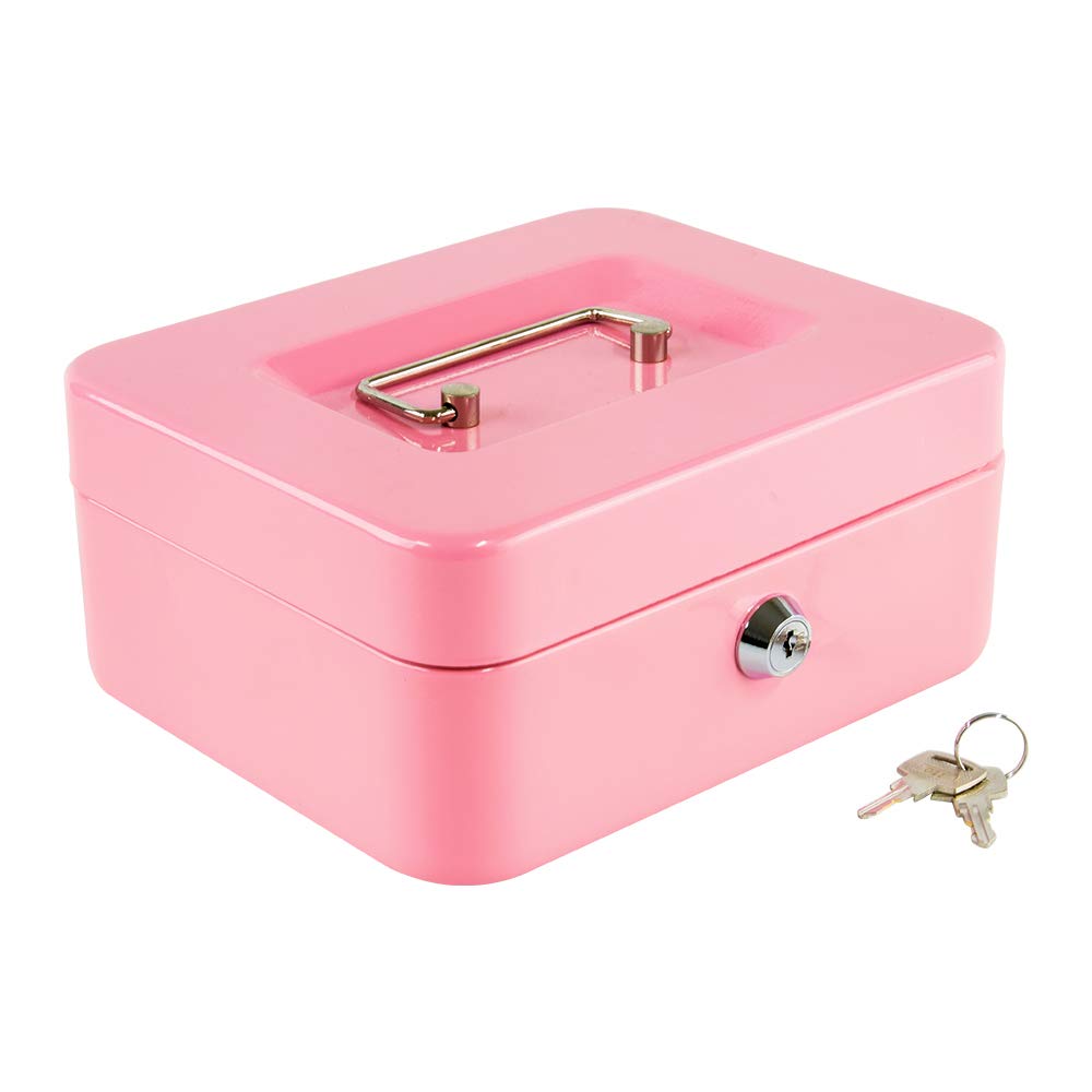 Kyodoled Medium Cash Box with Money Tray & Key Lock - 7.87