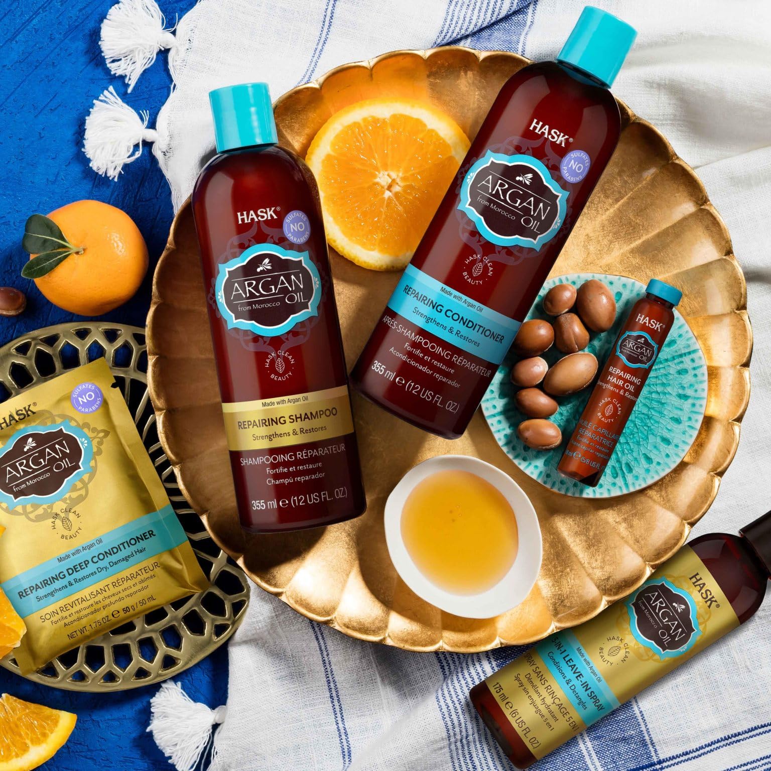 HASK Argan Oil Repairing Hair Oil 18ml - Strengthens & Restores Dry, Damaged Hair | Moroccan Argan Oil Treatment for Split Ends & Frizz | Perfect for Daily Hydration & Salon-Quality Shine