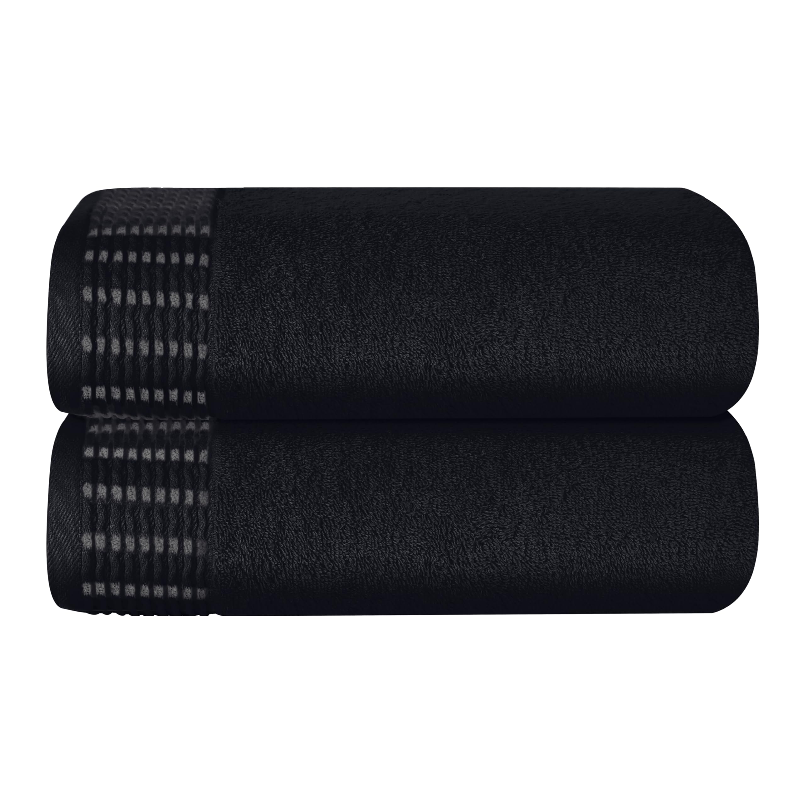 Premium 2-Pack Cotton Oversized Bath Towels 28x55 Inches - Ultra Absorbent, Quick Dry & Lightweight Large Towels for Bath, Spa, Gym, Travel, Camping & Pool Use - Soft Black Bath Towel Set