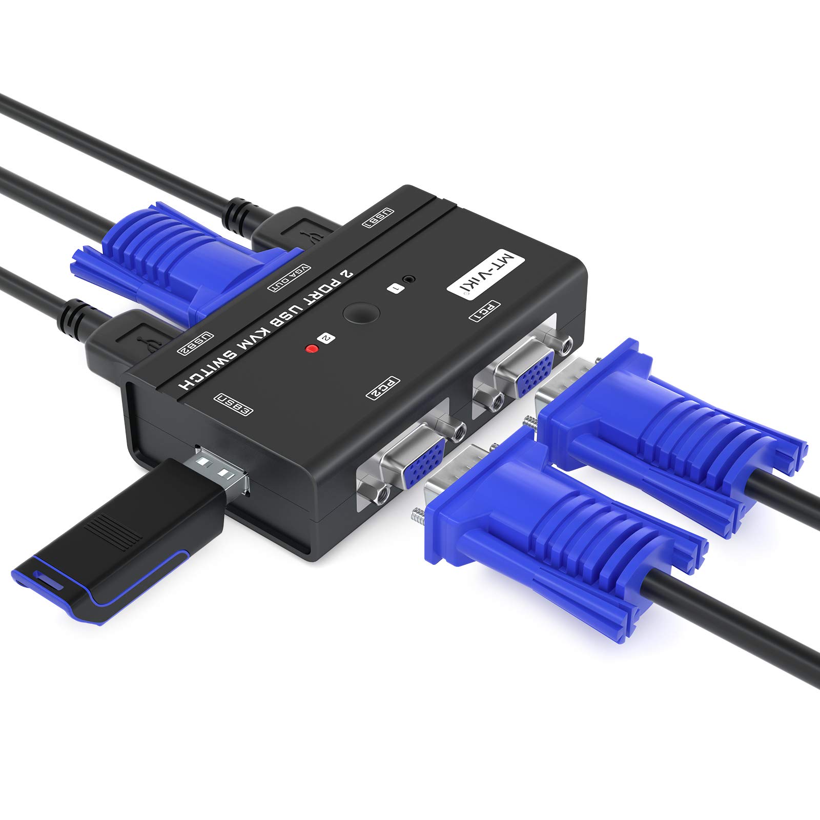 MT-VIKI 2 Port & 8 Port VGA KVM Switch - Dual Monitor Control for Home Office & Data Center | USB Keyboard Video Mouse Switcher for Multiple Computers
