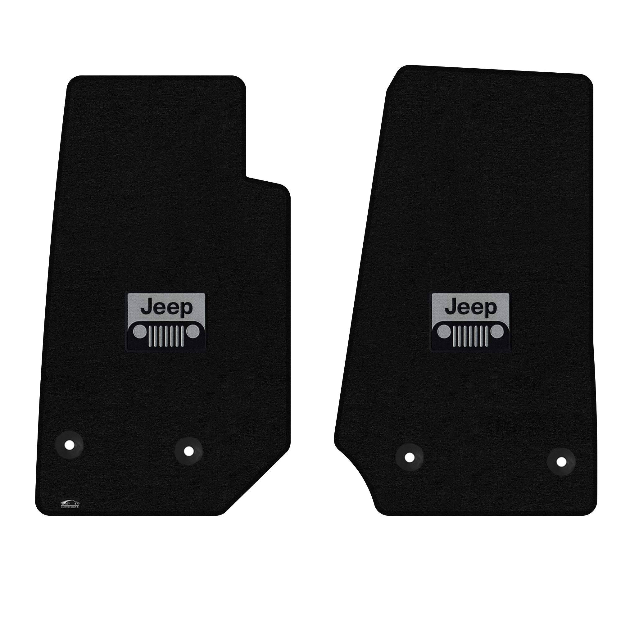 Premium Custom-Fit Carpeted Floor Mats for Jeep Wrangler Unlimited 2014-2018 - Black 2-Piece Set with 'Grill' Logo | Luxury Car Floor Liners | Perfect for Off-Road Adventures & Daily Commutes