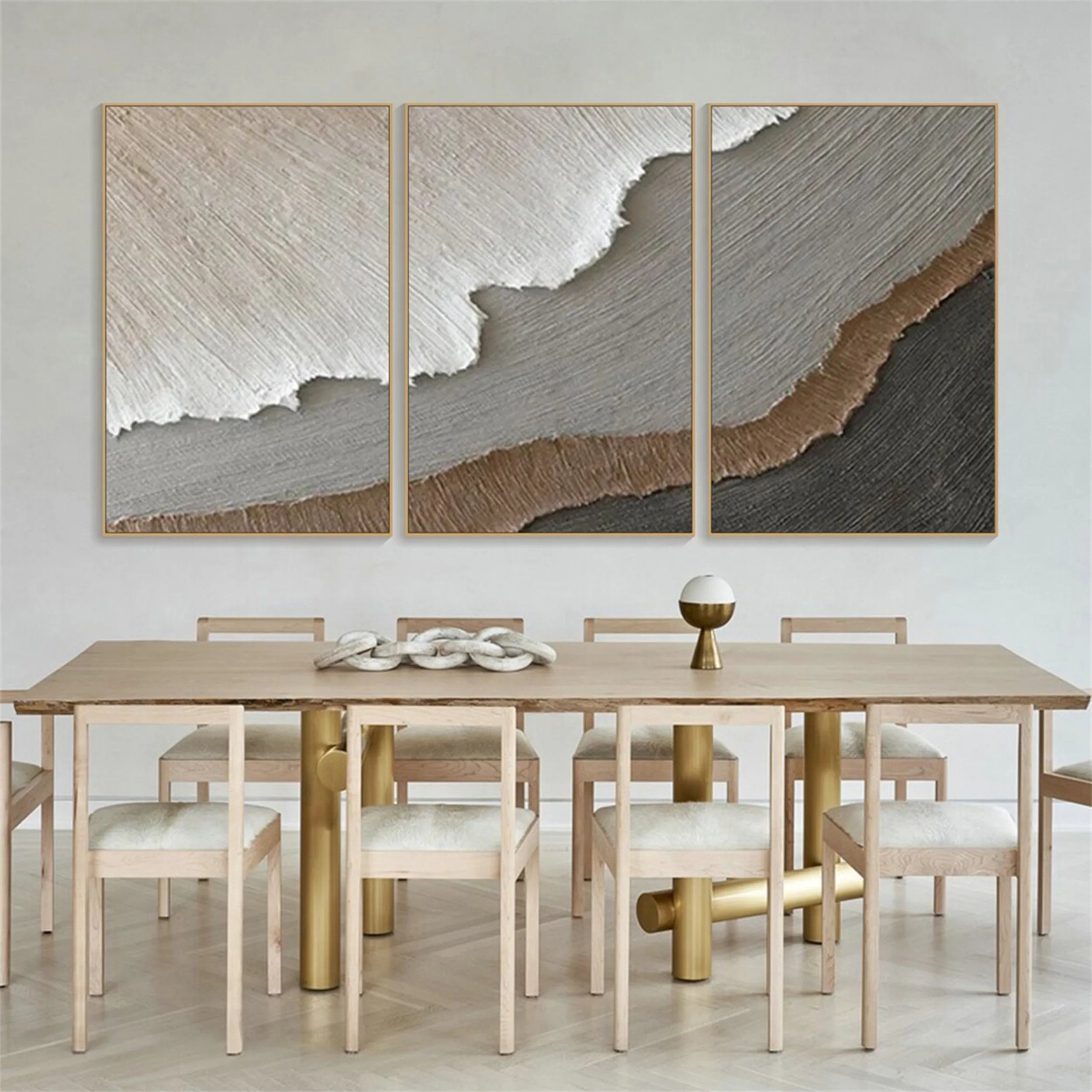 Ocean and Sky Painting Set of 3 - Coastal Wall Art for Living Room, Bedroom & Office Decor | Modern Abstract Seascape Canvas Prints | #OS144