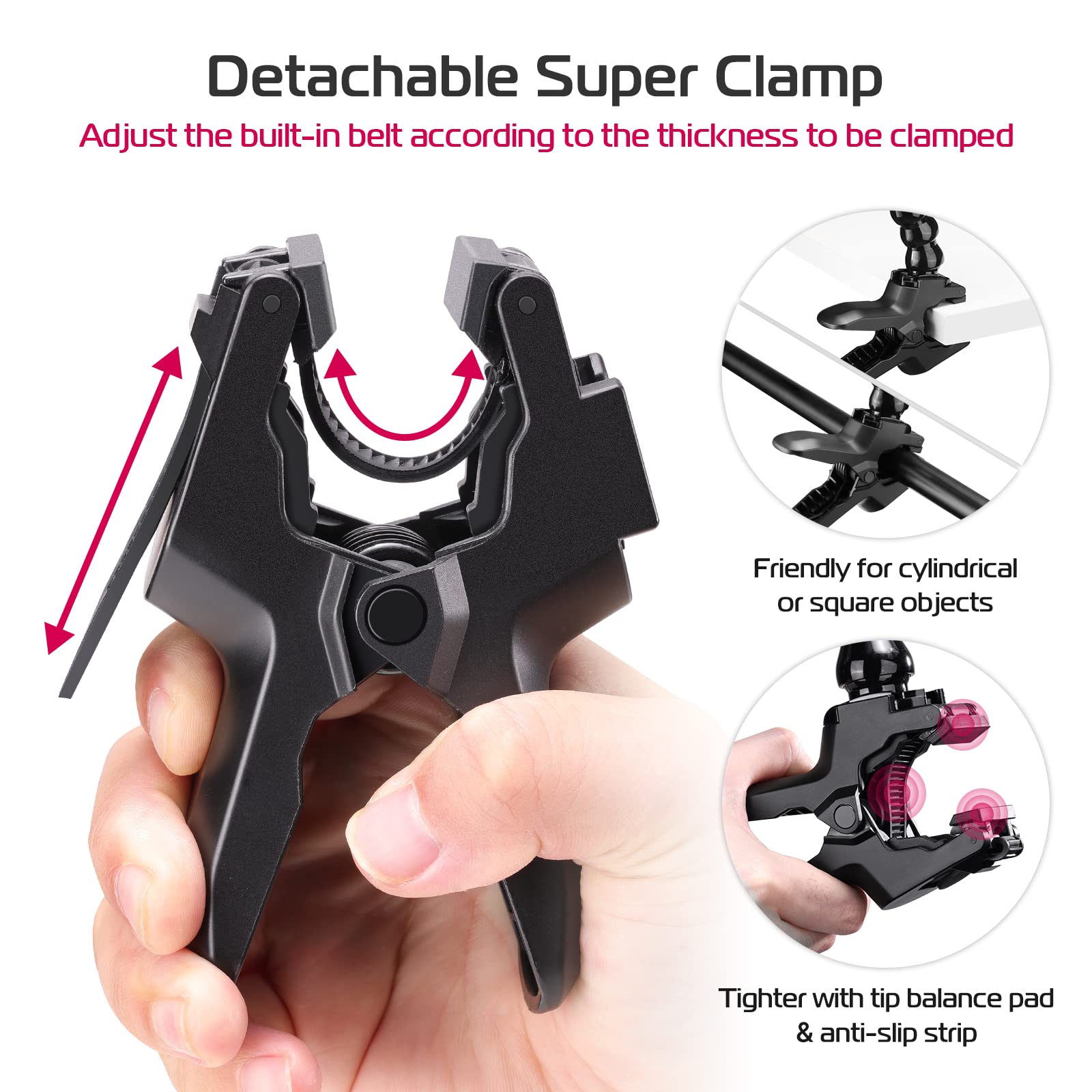 ULANZI Adjustable Jaws Flex Clamp Mount with Gooseneck - Compatible with iPhone, Samsung Smartphones (4-7