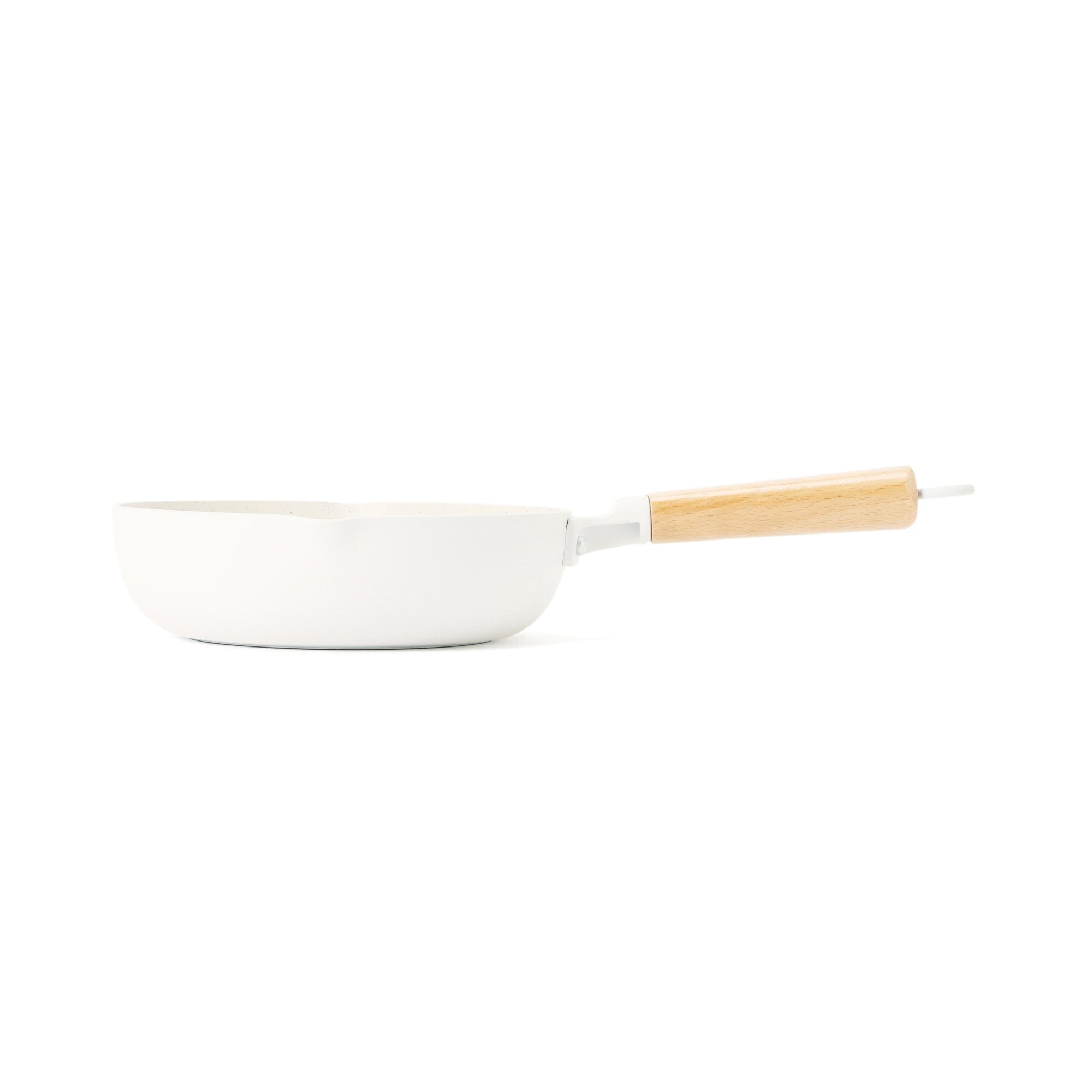 **20cm Ivory Deep Frying Pan - IH & Direct Fire Compatible - Perfect for Stir-Frying, Searing & Deep Frying at Home**
