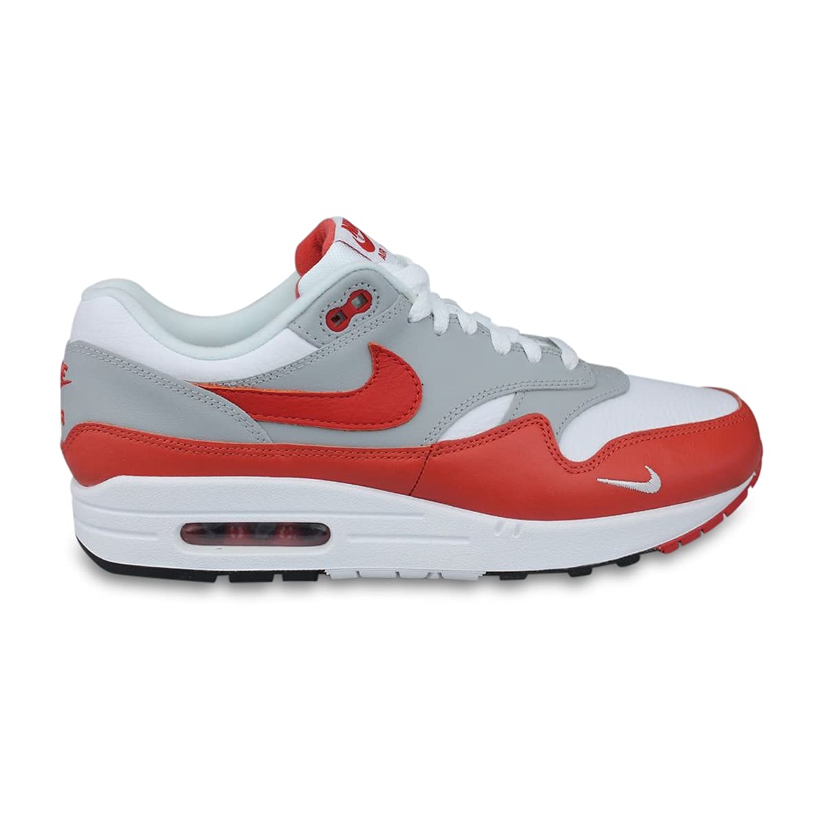 Nike Air Max 1 Men's Running Shoes - White/Martian Sunrise/Wolf Grey Size 7 | Lightweight Cushioned Sneakers for Jogging, Gym & Casual Wear