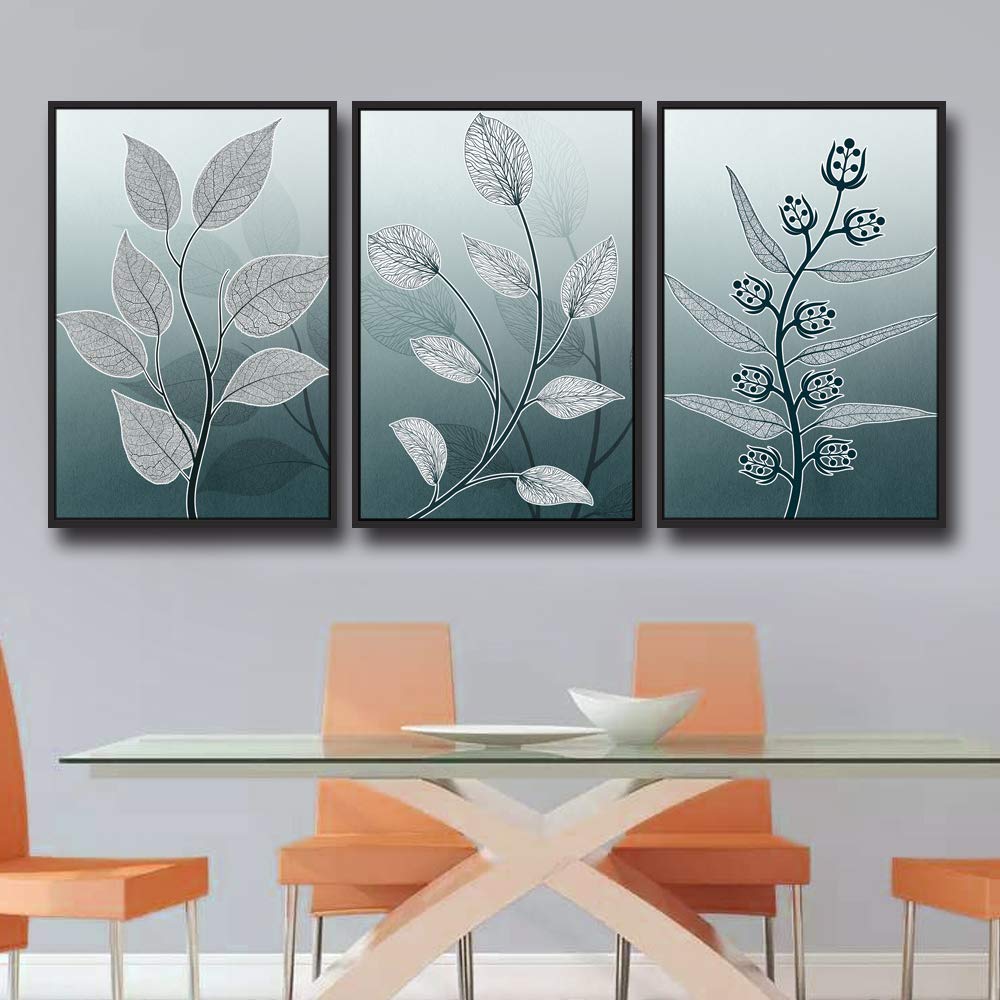 Wall26 3-Panel Framed Leaf Canvas Wall Art Set - 16x24 Inches Ready to Hang Nature-Themed Prints for Living Room & Bedroom Decor | Perfect for Modern Home, Office & Apartment Interior Design
