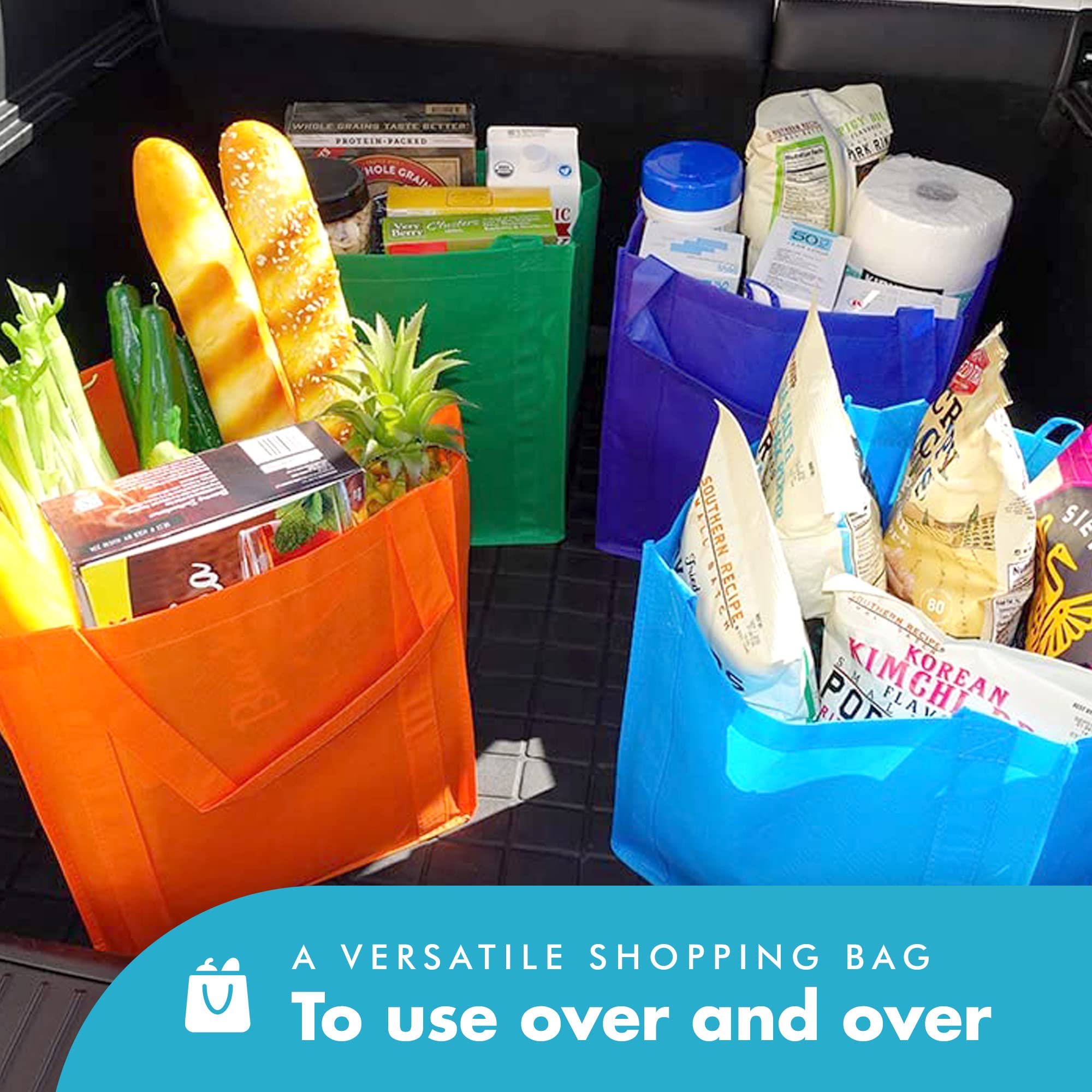 Eco-Friendly Reusable Grocery Bags - Heavy Duty 20