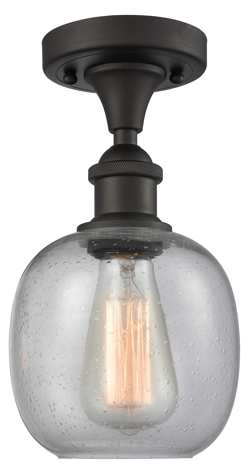 Oil Rubbed Bronze Glass Semi-Flush Mount Ceiling Light - Elegant Lighting Fixture for Bedroom, Living Room & Dining Room
