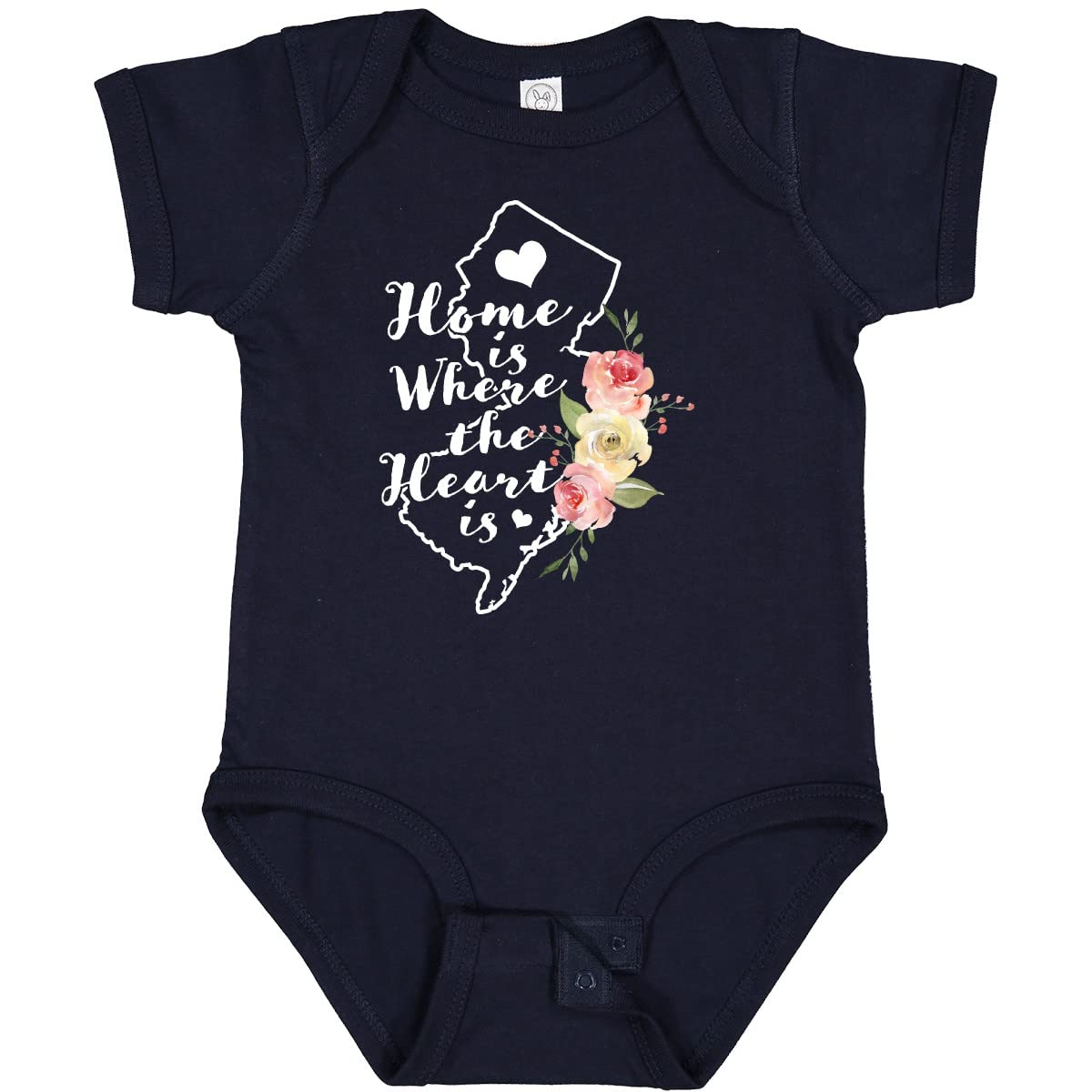Inktastic New Jersey Home is Where The Heart is Watercolor Baby Bodysuit - Soft Cotton Infant Onesie for Newborns, Baby Showers & Family Photo Outfits