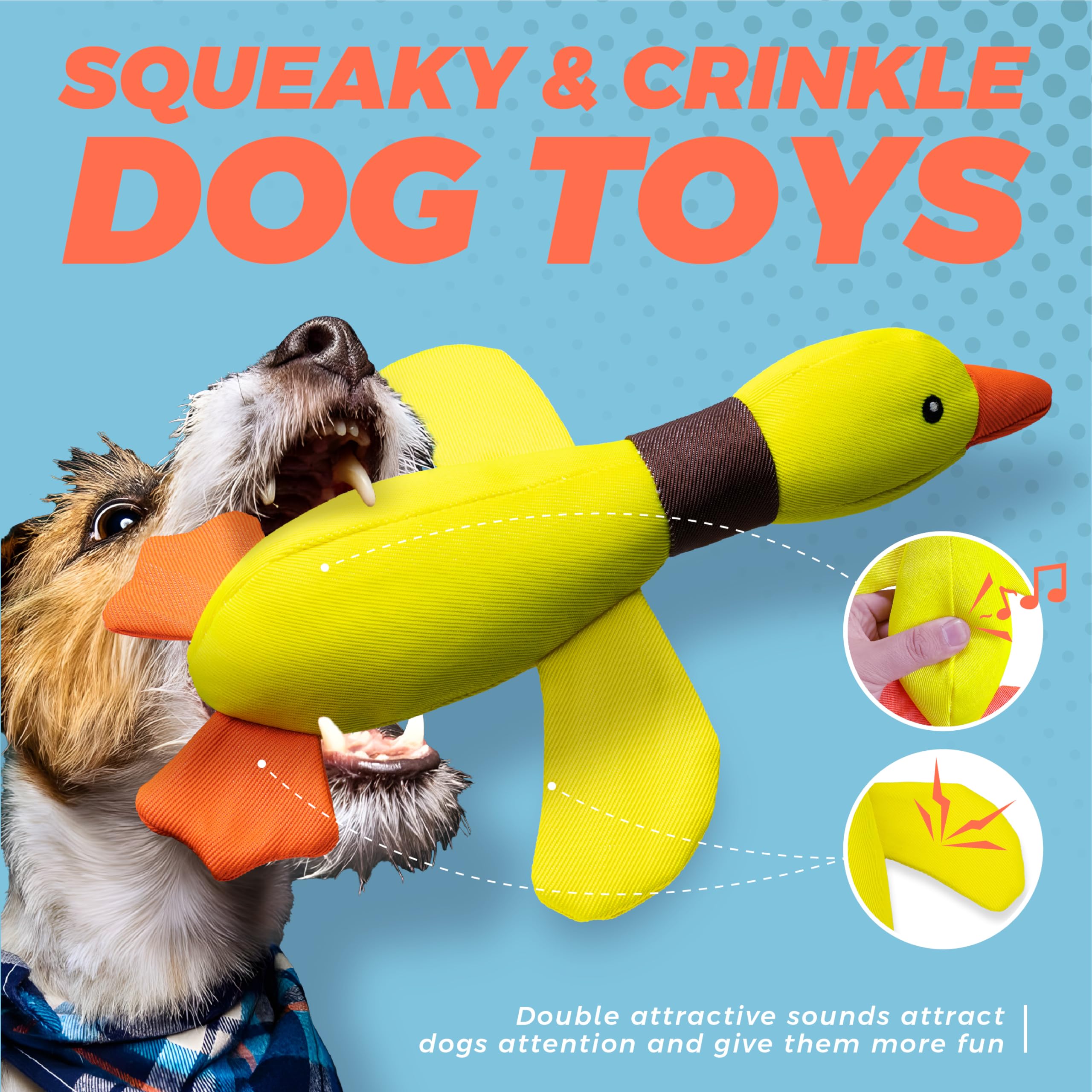 Vitscan Upgraded Goose Squeaky Dog Chew Toys - Durable & Indestructible Interactive Puppy Toys for Small, Medium & Large Dogs | Aggressive Chewer Proof, Teeth Cleaning Chew Toy for Puppies & Adult Dogs | Perfect for Playtime, Training & Dental Health