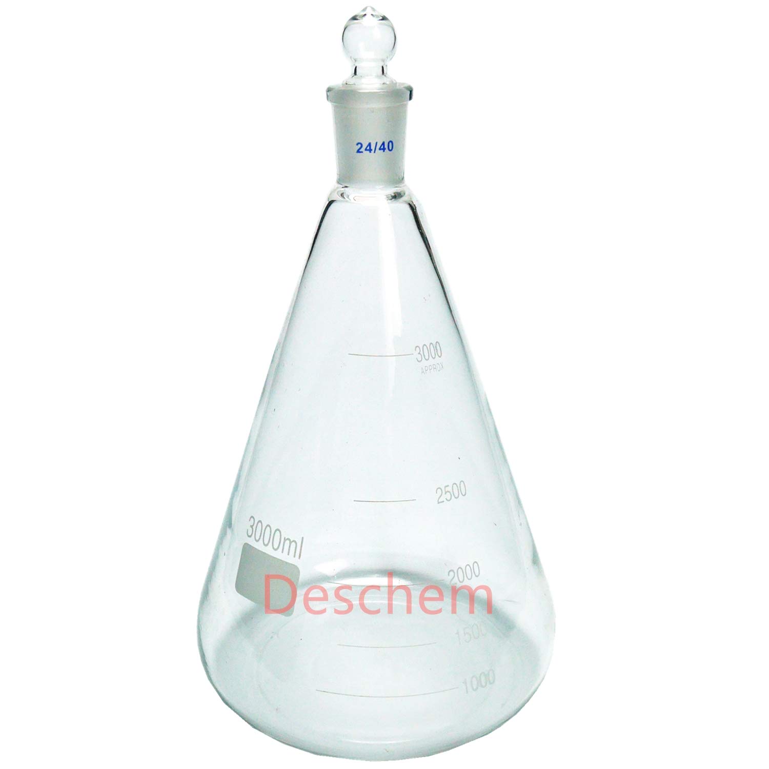 Premium Borosilicate Glass Erlenmeyer Flask with 24/40 Ground Joint Stopper - 250ml Lab Conical Flask for Chemistry Experiments, Distillation & Scientific Research
