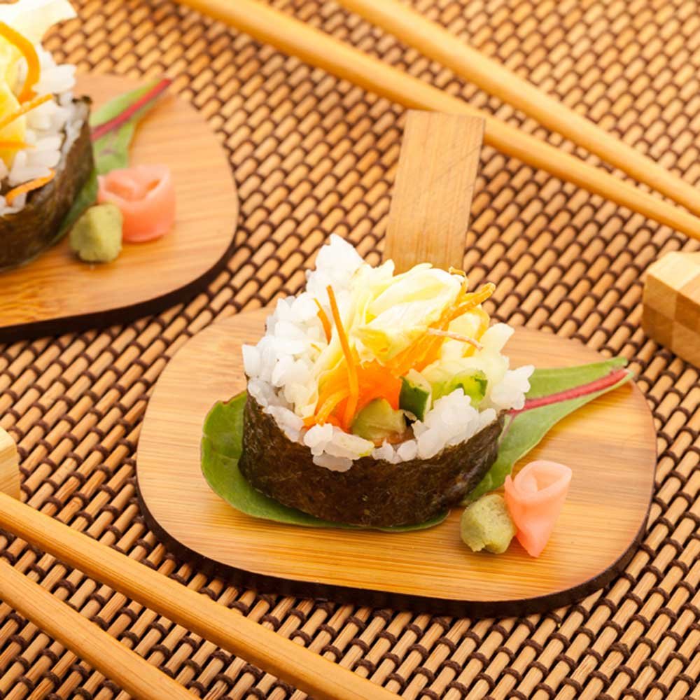 100-Pack 4x3 Inch Disposable Bamboo Serving Plates with Handles - Eco-Friendly Oval Pastry Plates for Weddings, Parties & Catering | Perfect for Appetizers, Desserts & Finger Foods