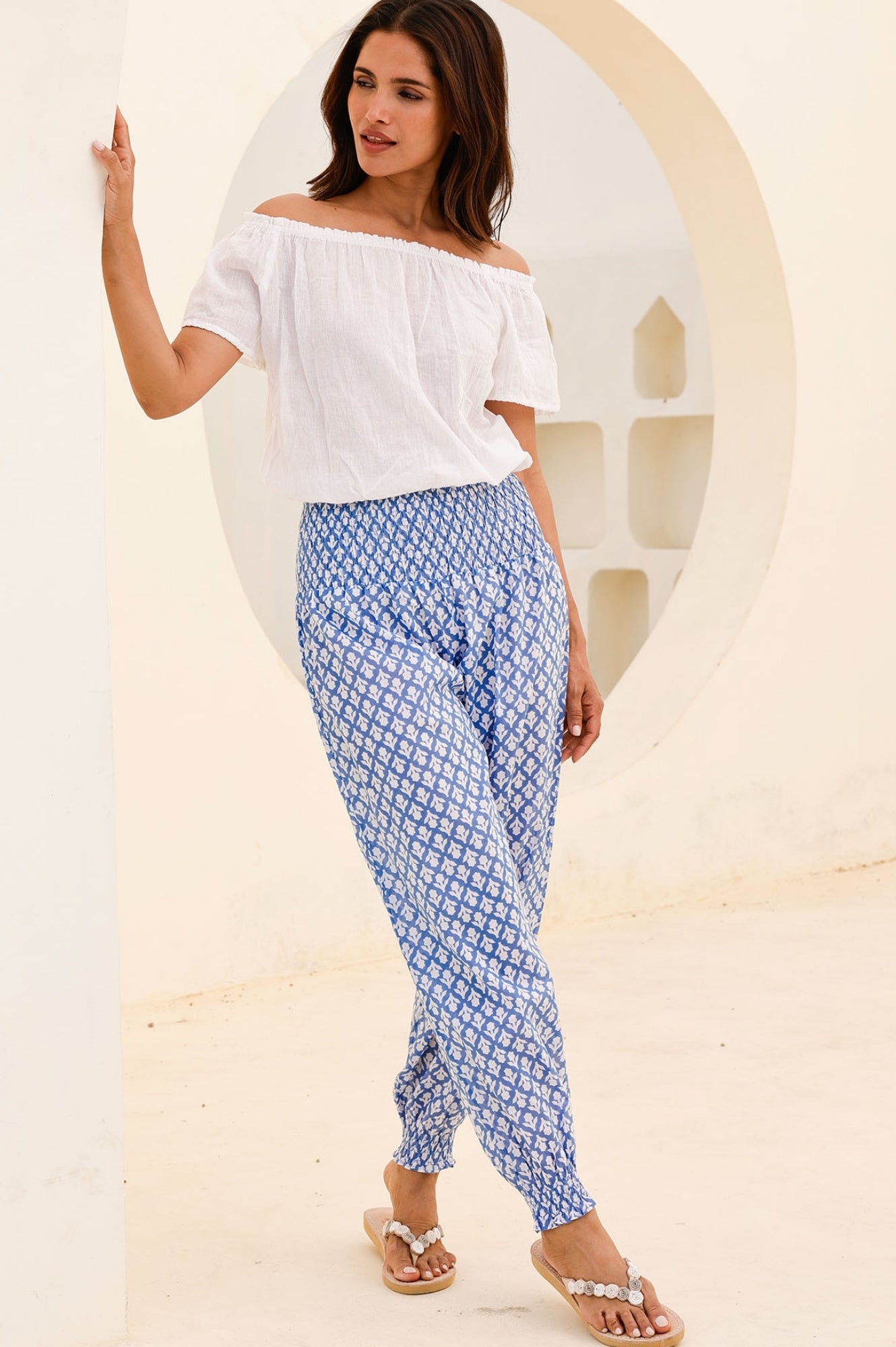 Ilana Frill Organic Cotton Gauze Top for Women - Breathable White Blouse for Summer, Beach & Casual Outings