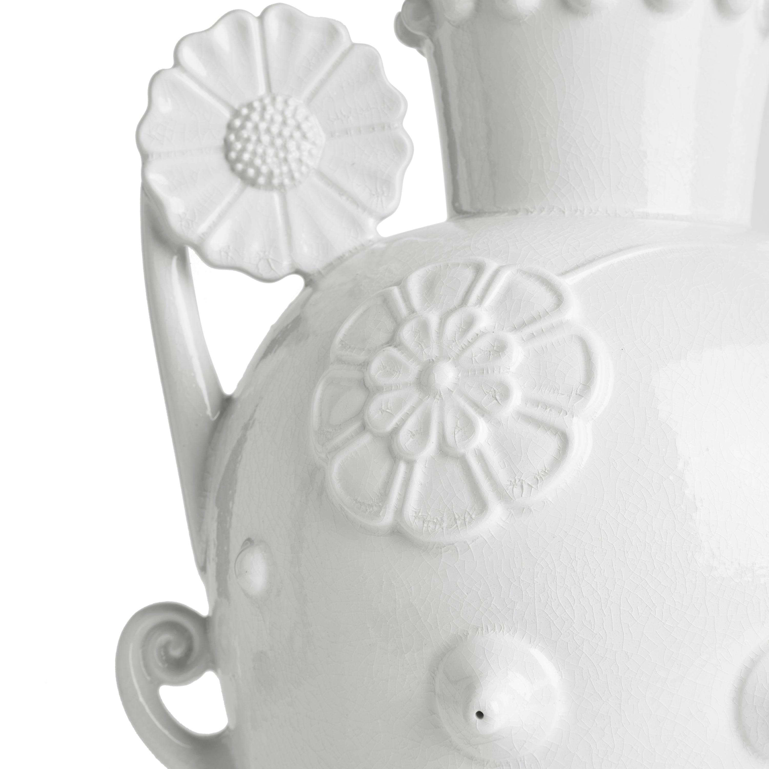 Pantheon Persephone White Amphora Vase - Greek Mythology Inspired Home Decor for Living Room, Wedding Centerpiece & Gift