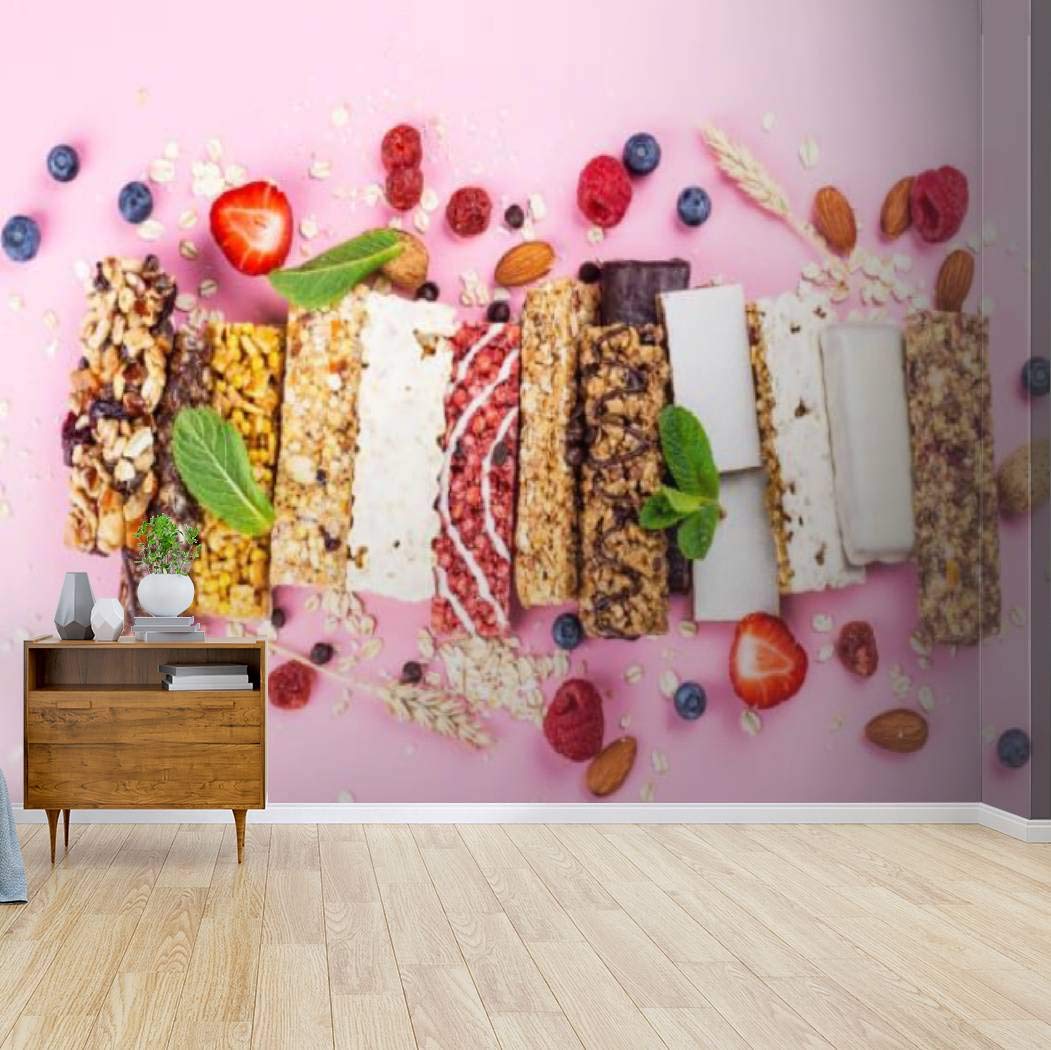 Healthy Homemade Granola Cereal Bars - Nutritious Snack for Breakfast & On-the-Go - High-Quality Canvas Print, Peel & Stick Wallpaper, Wall Decal for Living Room & Kitchen Decor - Perfect for Home, Office & Gift Giving