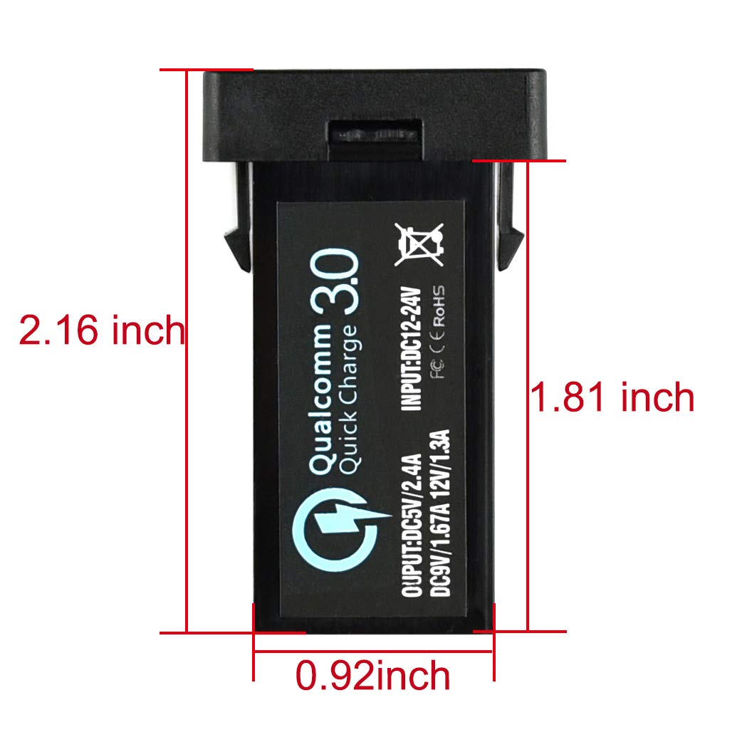 Cllena Quick Charge 3.0 Dual USB Car Charger Adapter for Toyota - Fast Charging for iPhone, Android & More - Perfect for Road Trips & Daily Commutes