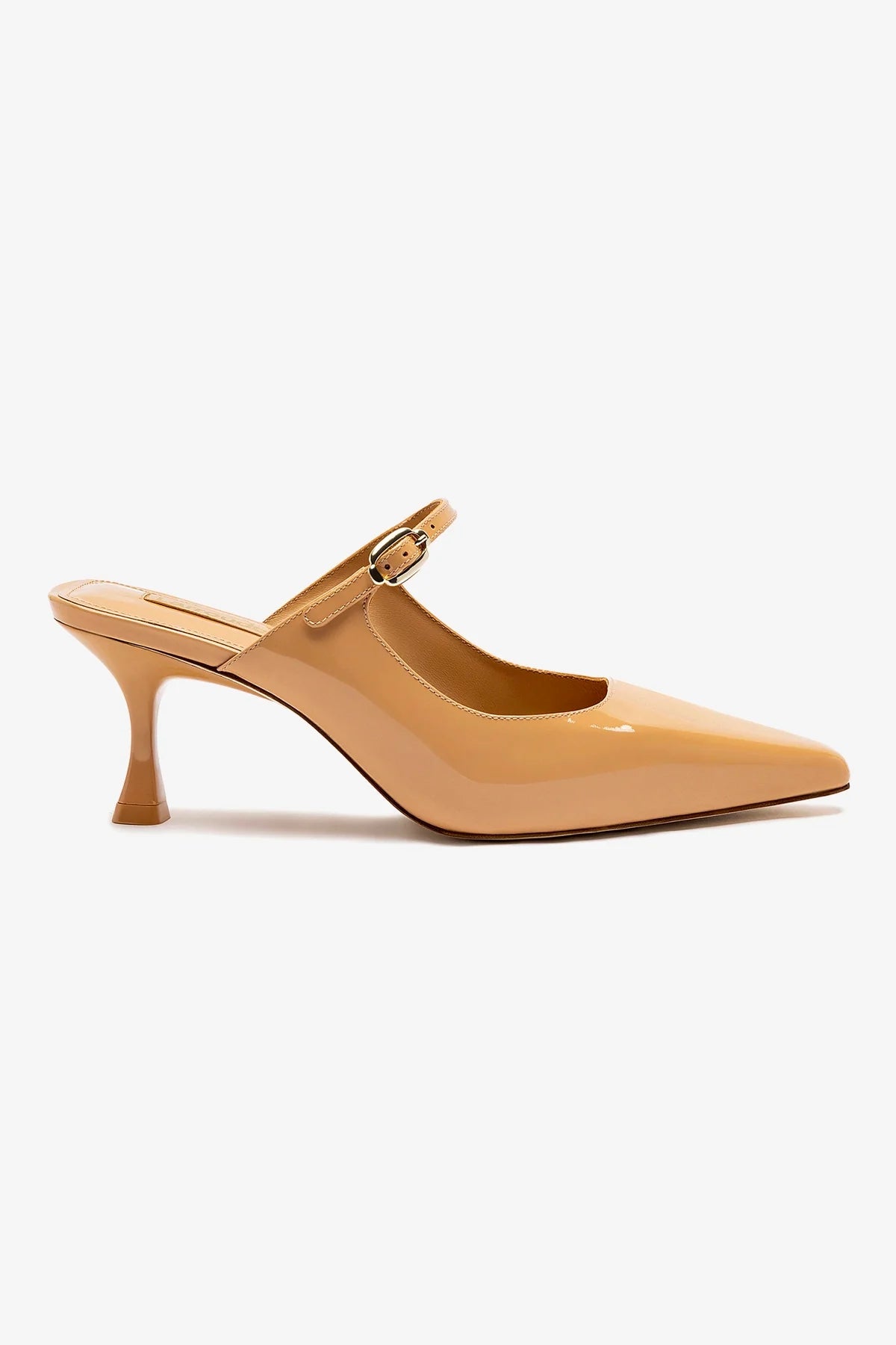 Ines Mule Shoes for Women - Tan Patent Leather Slip-On Loafers - Comfortable & Stylish for Office, Casual Wear & Daily Walking