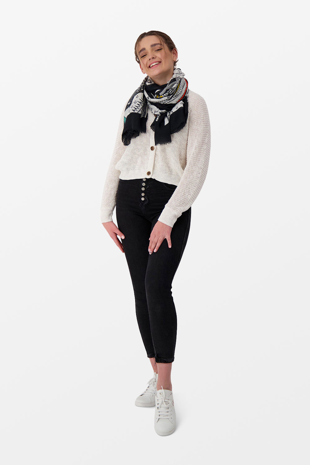 Faliero Sarti Multicolor Foxino Scarf - Luxury Italian Cashmere Blend Shawl for Women - Perfect for Winter Fashion & Holiday Gifting