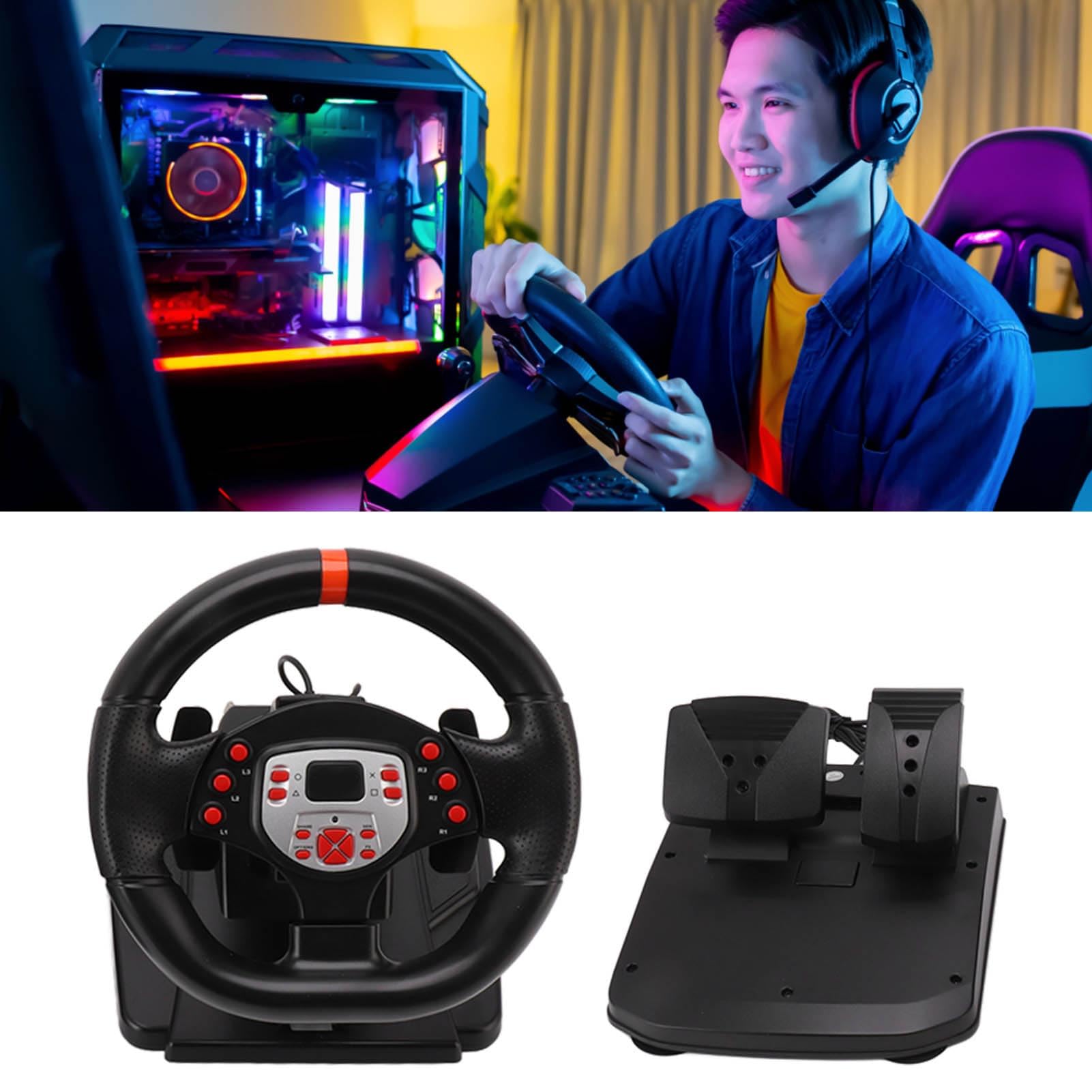 RiToEasysports 180 Degree USB Racing Steering Wheel with Pedals - Plug & Play PC Gaming Wheel for PS3, Switch & 360 - Complete Electric Motor Accessories for Simulation Racing Games | Perfect for Home Arcade, Gaming Tournaments & Driving Practice