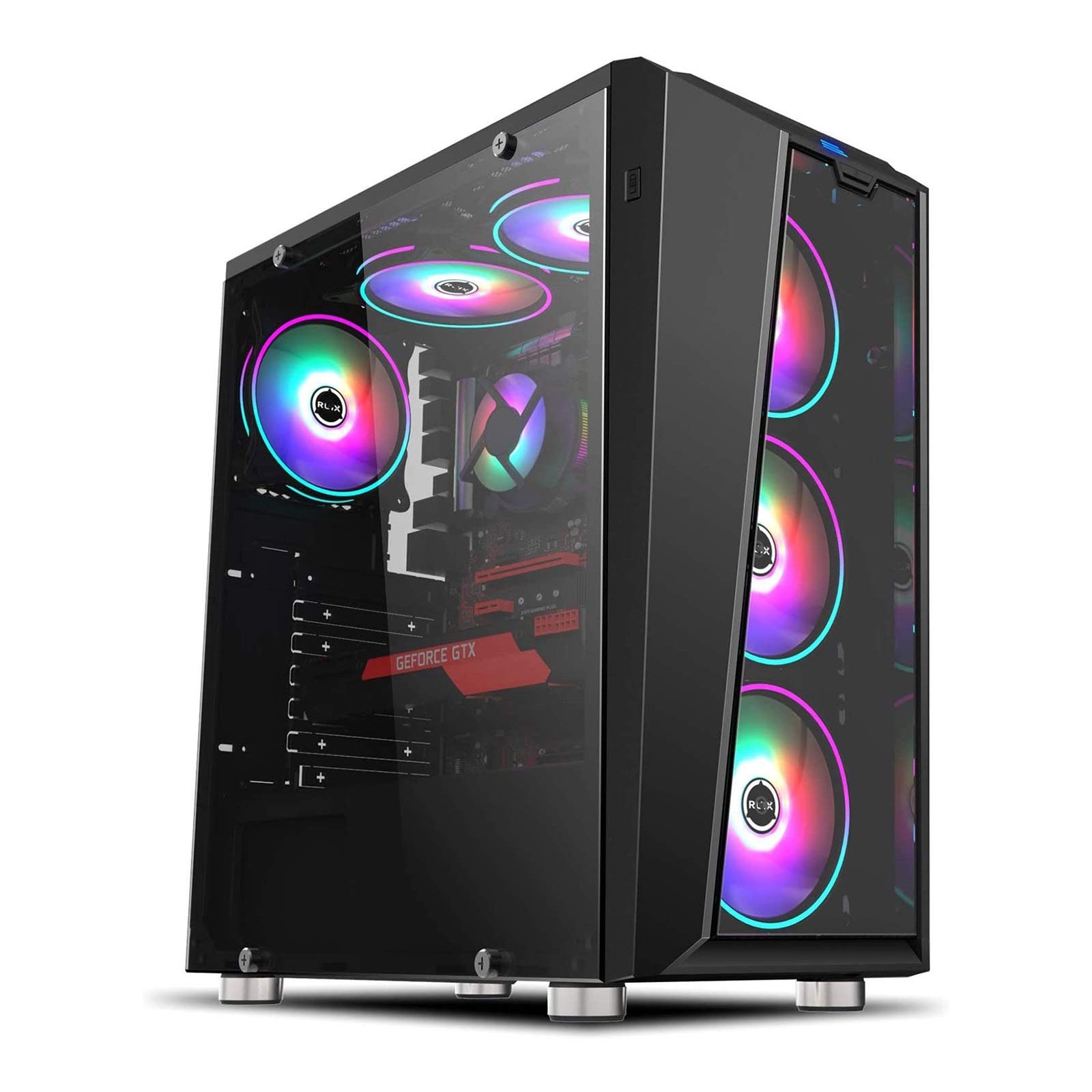 ATX Mid-Tower Gaming PC Case with Tempered Glass Side Panel, USB 3.0/2.0 & Audio Ports, Supports 240mm Water Cooling - Perfect for Gaming Rigs & High-Performance Builds