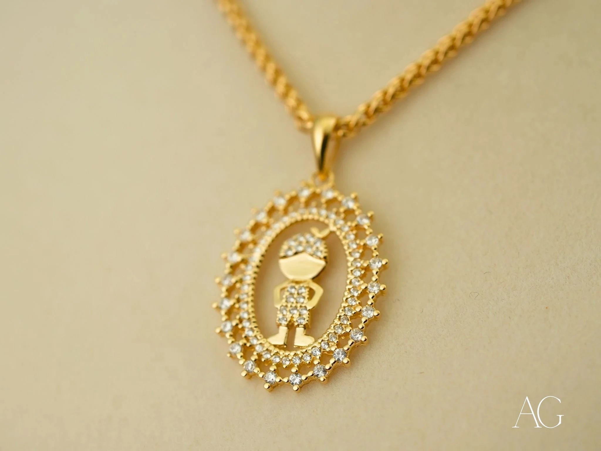 18K Gold CZ Boy Pendant Necklace - Elegant Jewelry Gift for Men & Women | Perfect for Birthdays, Anniversaries & Special Occasions