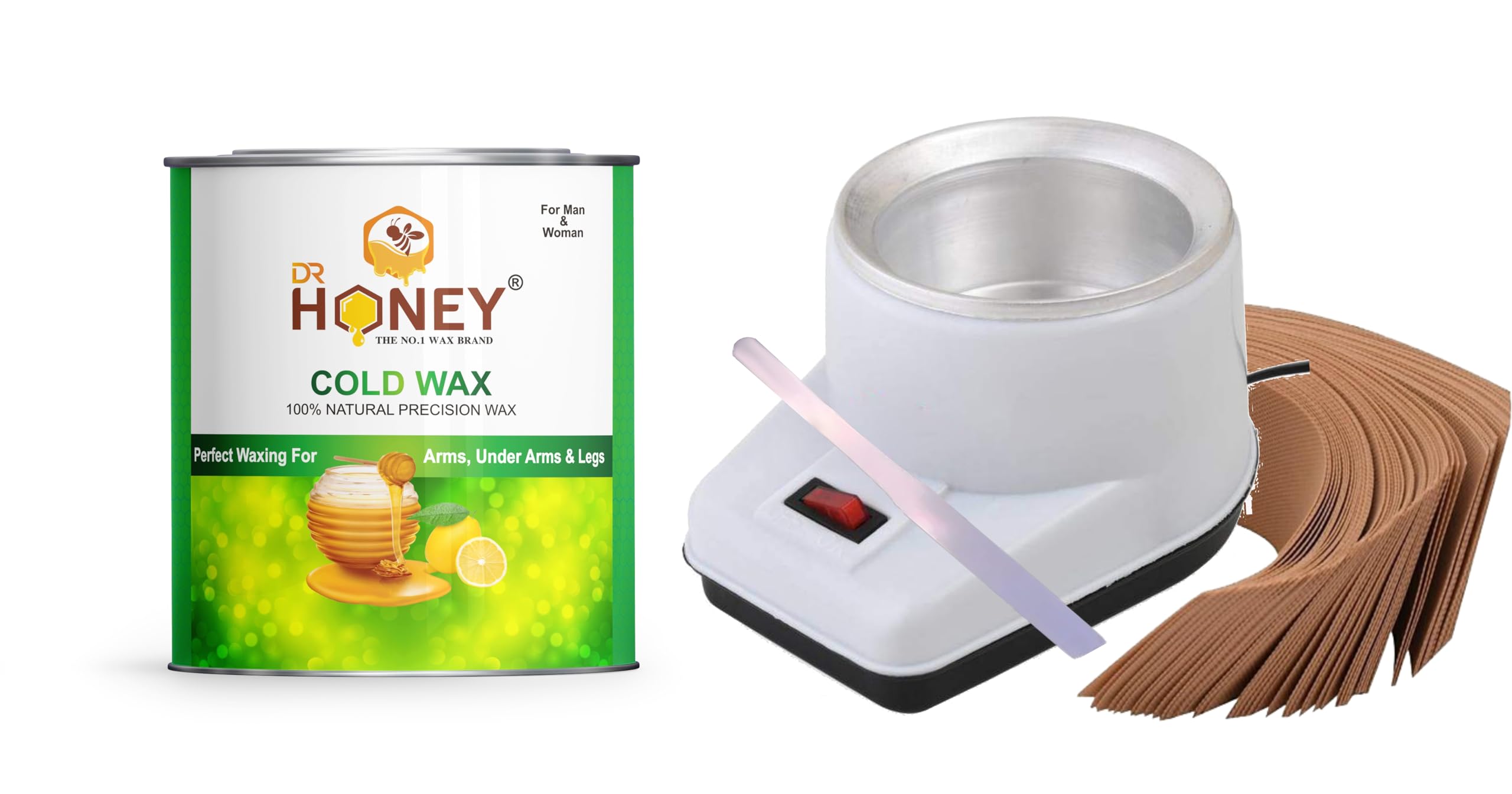 DR HONEY Wax Warmer Heater Kit with Stainless Steel Waxing Knife - Professional Hair Removal Wax Heater for Salon & Home Use - Perfect for Eyebrows, Legs, Bikini & Body Waxing