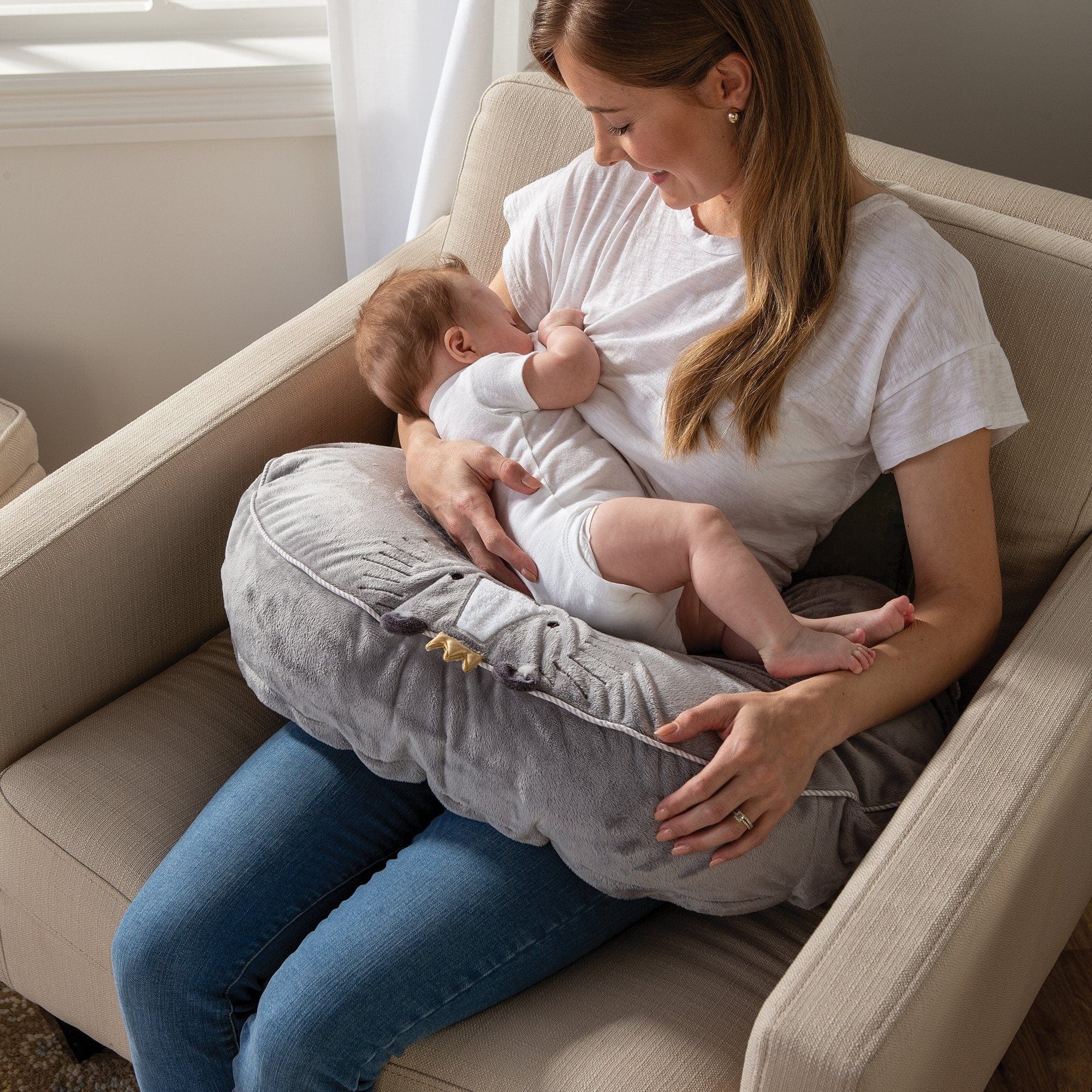 Boppy Luxe Slipcovered Nursing Pillow - Soft & Supportive Breastfeeding Pillow for New Moms, Comfortable Baby Feeding Support for Nursing, Bottle Feeding & Tummy Time
