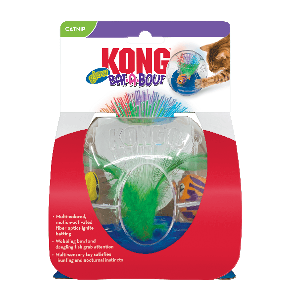 KONG Bat A Bout Glow in The Dark Cat Toy - Interactive Aquarium Catnip Toy for Indoor Cats, Perfect for Night Play & Exercise